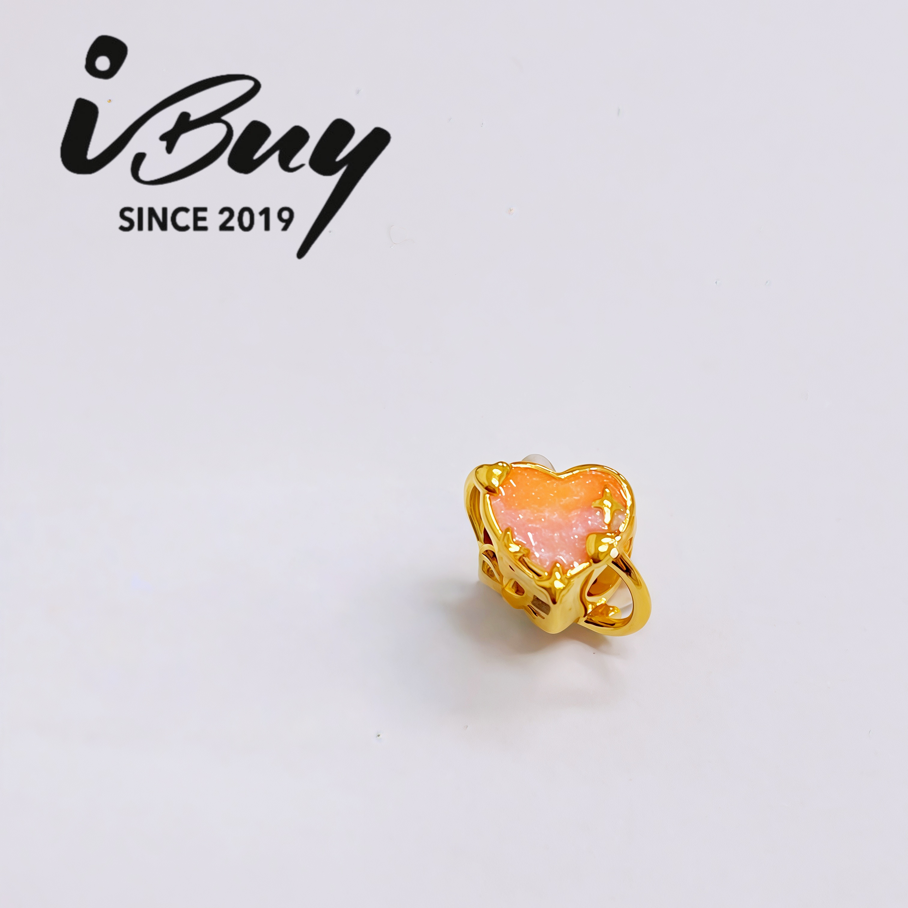 916 HARD GOLD STAR-RING HEART CHARM BEAD-PINK,ORANGE COLOR 916 硬金 环星爱心串咀-粉红,橘色