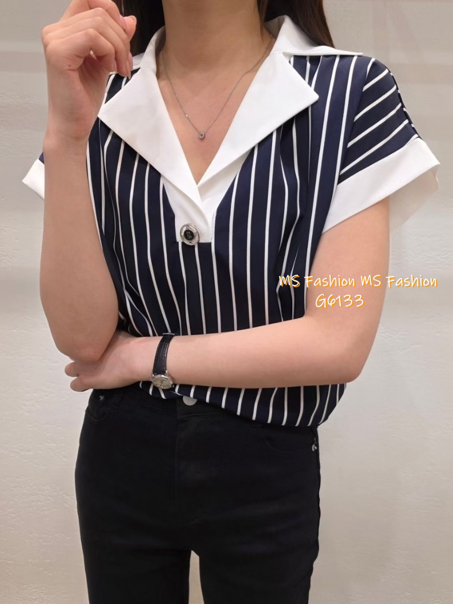 G6133 韓國🇰🇷靚料條子拼邊top