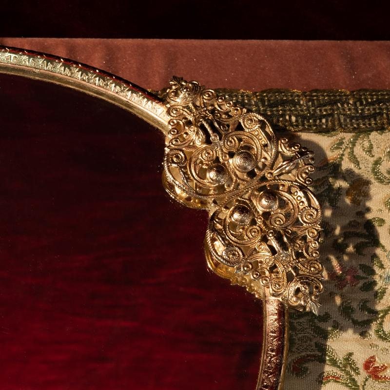 C.a. 1950s Sophisticated Scrollwork Champagne Rose Gold Regent of London Mirror Tray(MT1530)