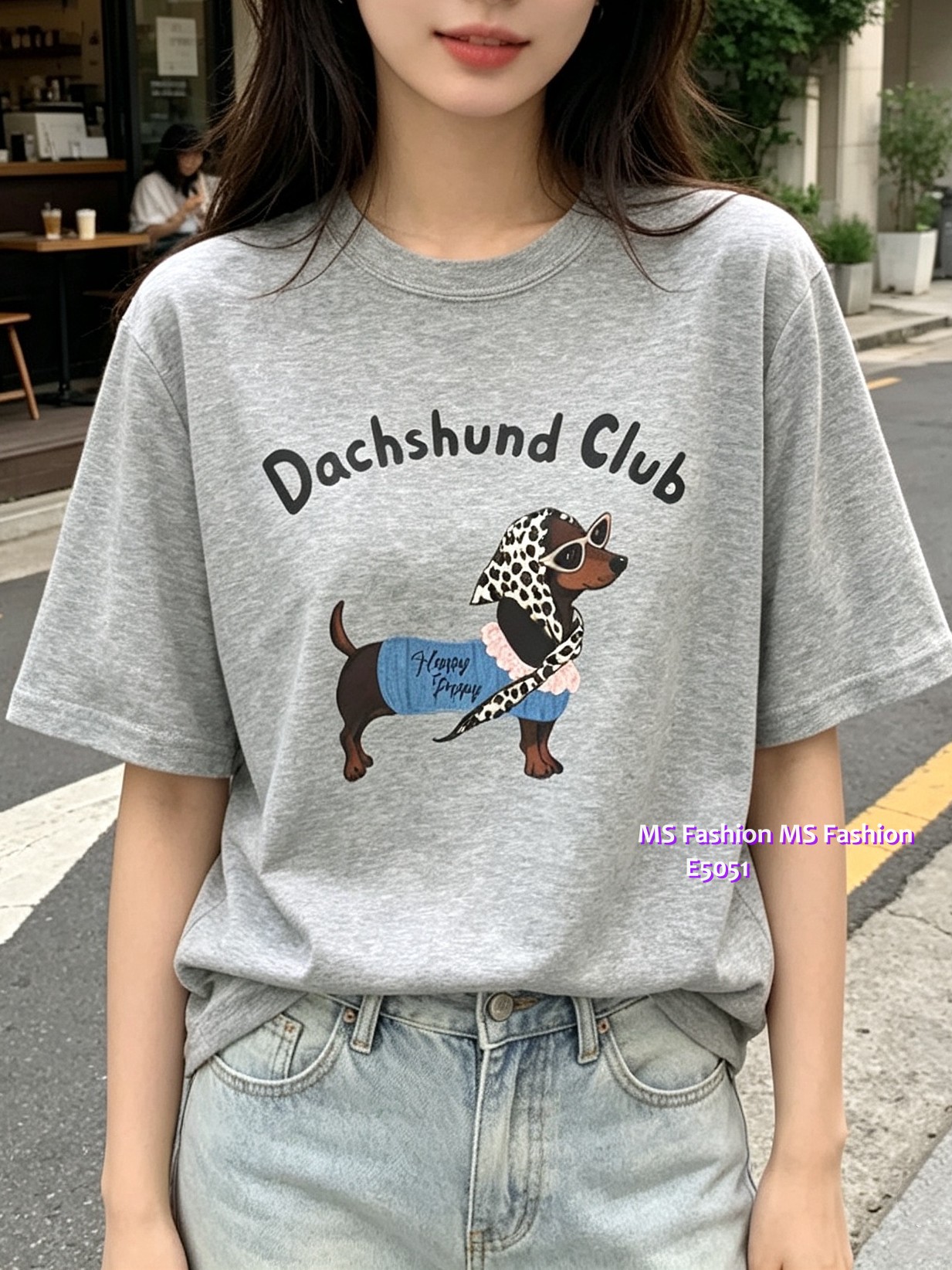 E5051 靚料可愛臘腸狗tee