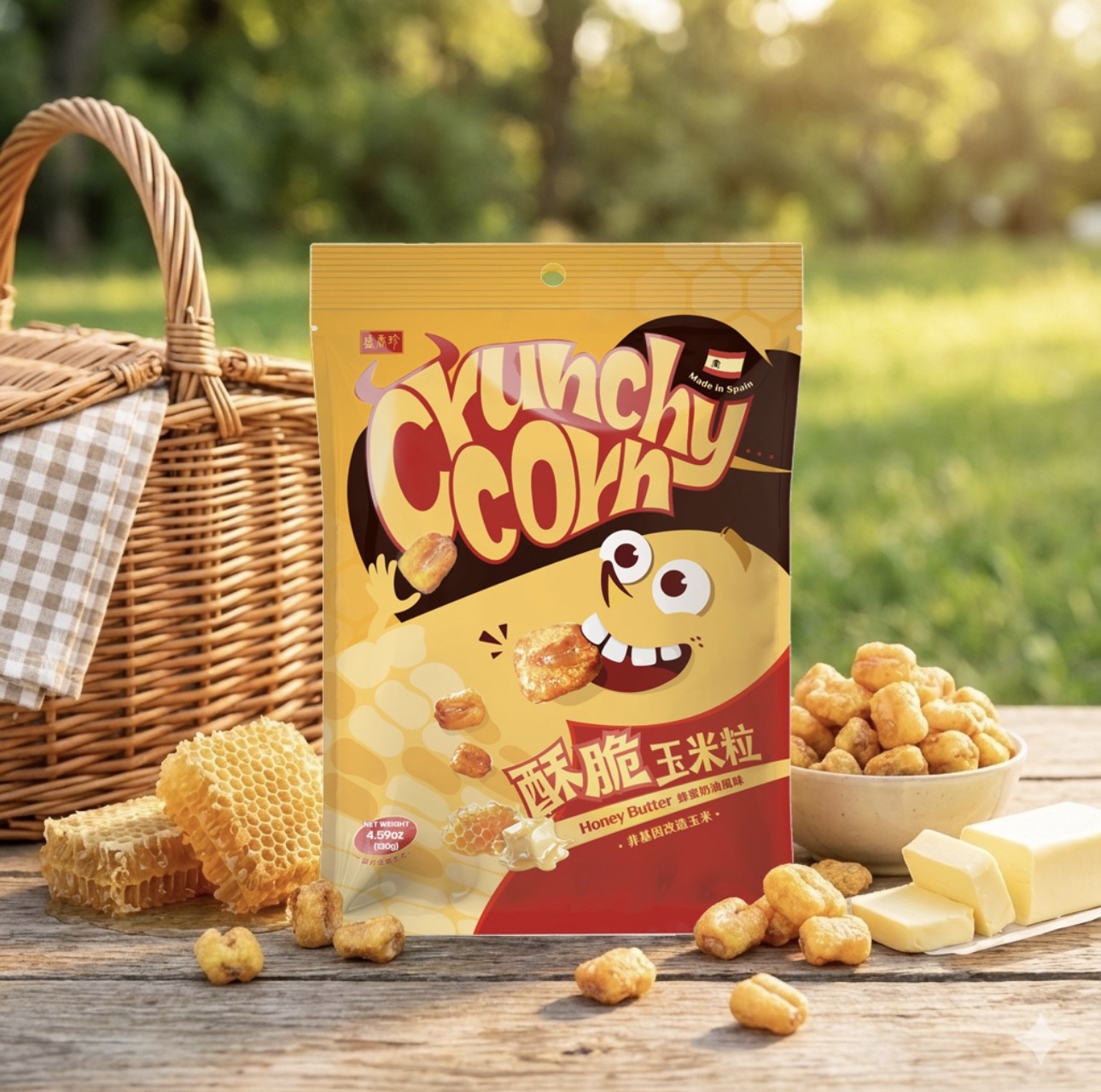 TA31【盛香珍】酥脆玉米粒-蜂蜜奶油風味(130g) 全素