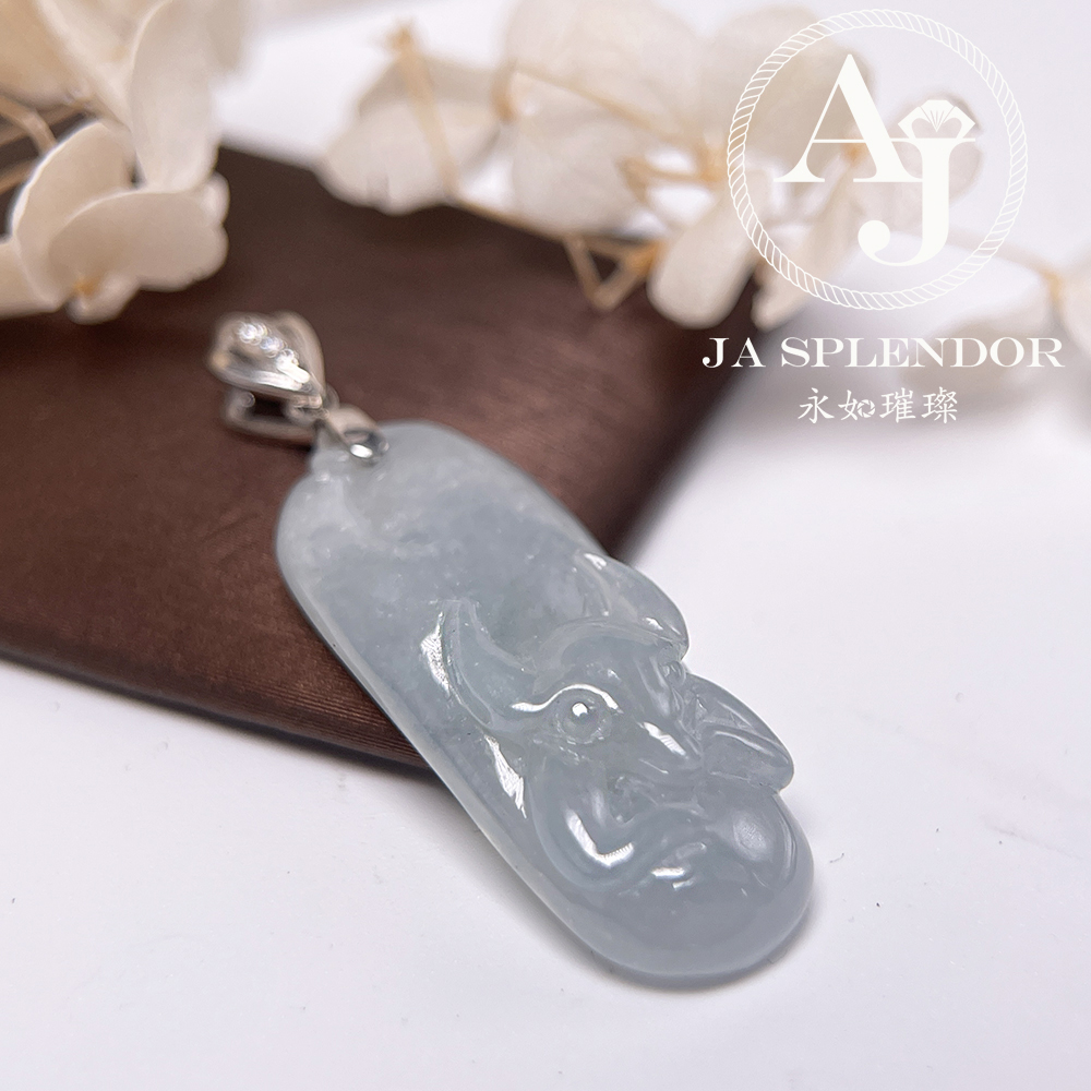 JNS-344 天然翡翠A玉-福到蝙蝠純銀吊墜