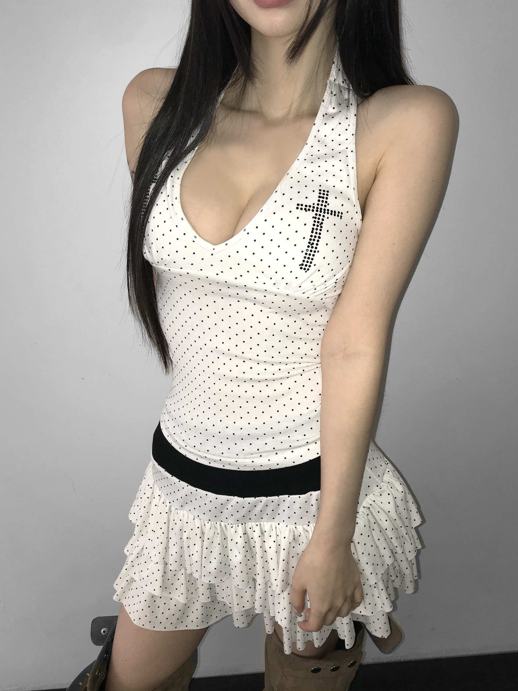 Ruffle Polka Dot Mini Skirt