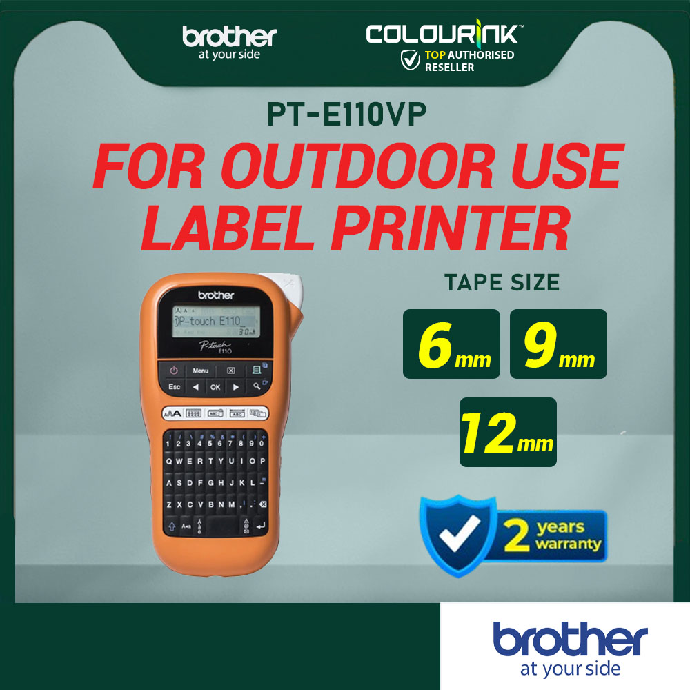 Brother P-Touch PT-E110VP Industry Portable Handheld Label Maker C/W Adapter Tool Box Label Manager E110 H110