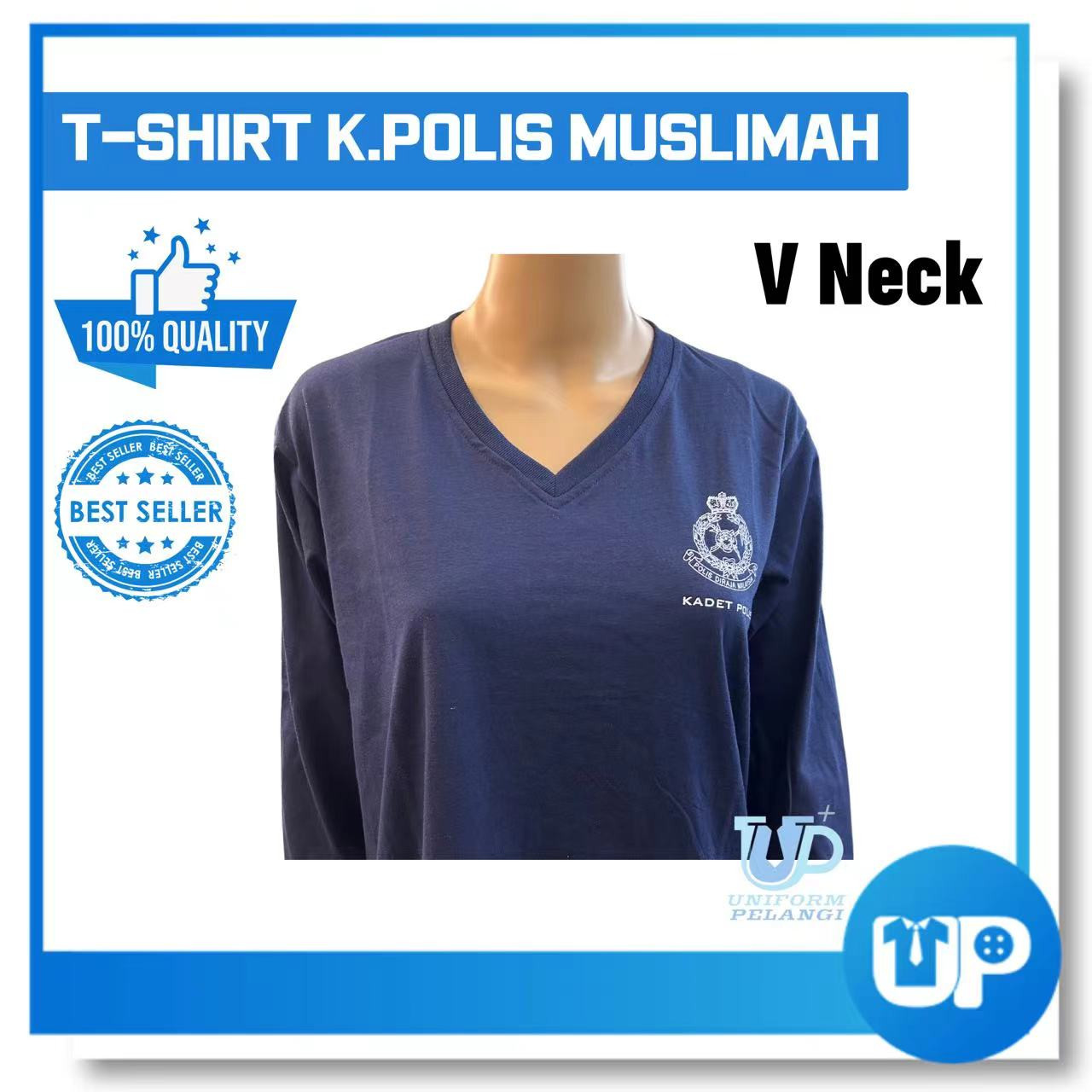 Baju Kadet Polis Muslimah T-shirt Cotton Uniform Police School Sekolah Korikulum TM-PL Kedai Baju Sekolah Uniform Pelangi