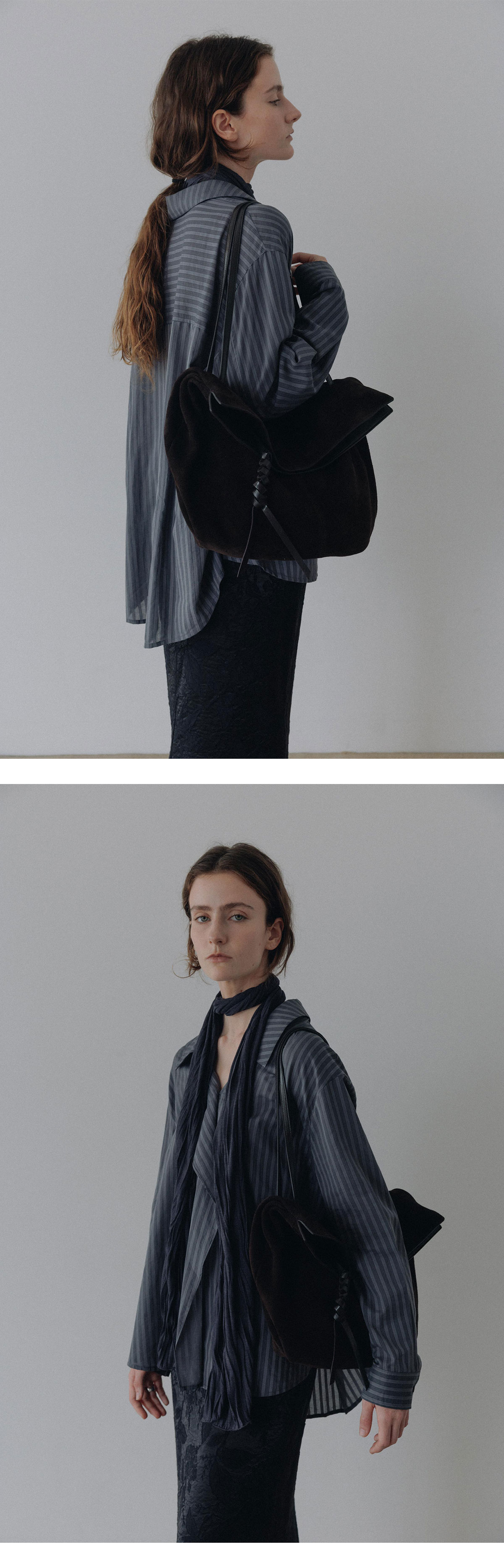 LOEUVRE Sac de Arche Shoulder Large 復古編織流蘇大容量麂皮肩背包