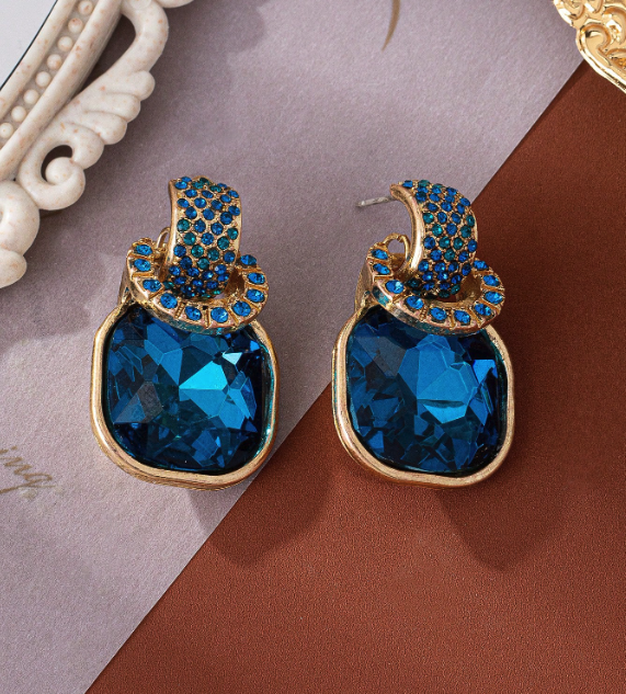 Crimson Luxe Gem Drop Earrings