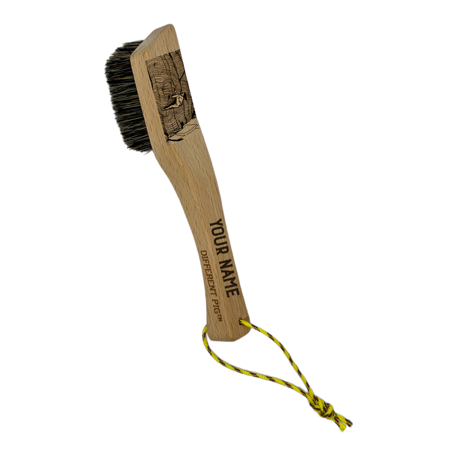 【來圖訂製】𝗗𝗜𝗙𝗙𝗘𝗥𝗘𝗡𝗧 𝗣𝗜𝗚™ OG brush with paracord fully customised by you 刻圖大豬攀岩掃