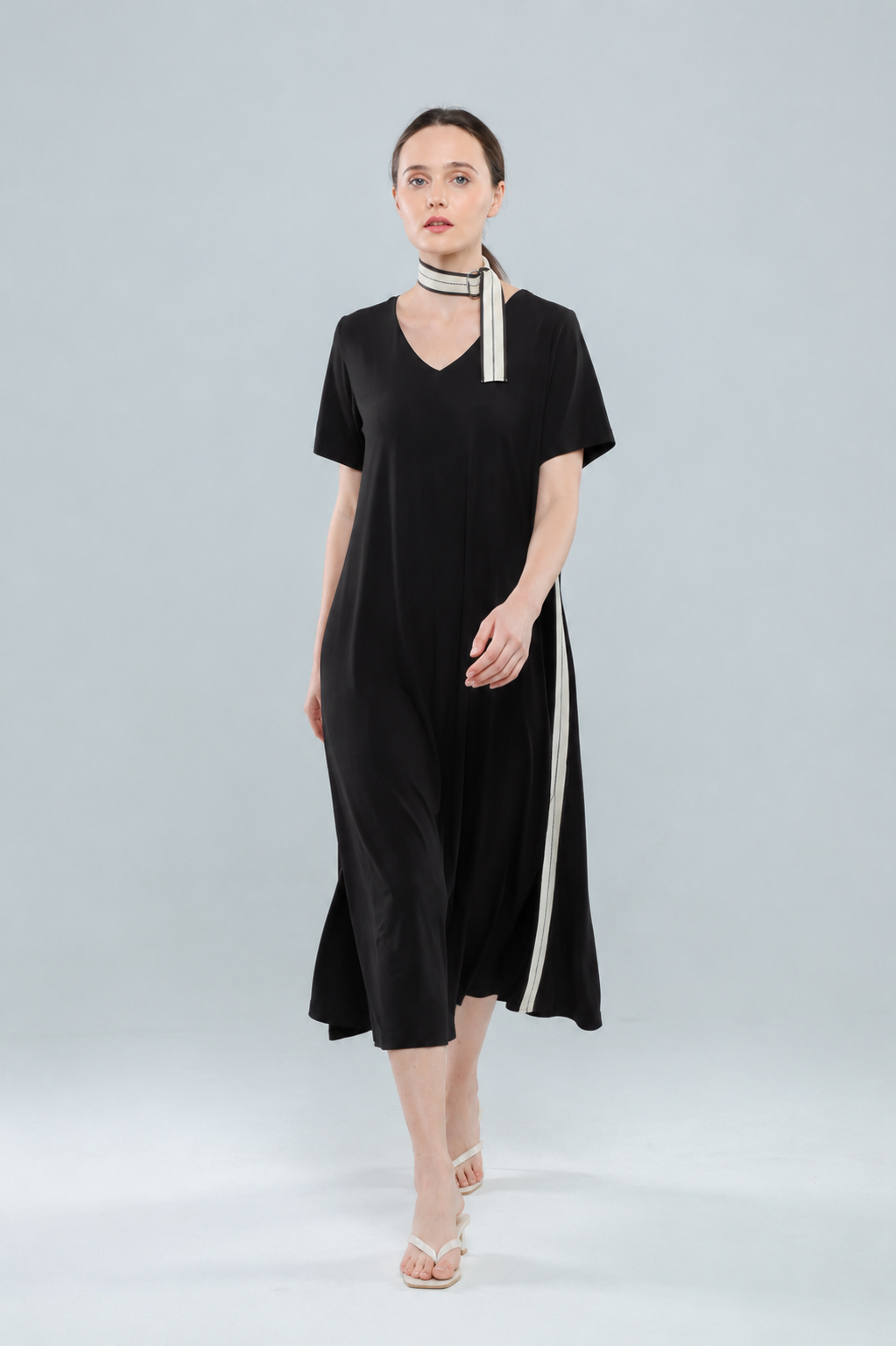 E8026BD Elara V-Neck Flow Midi Dress