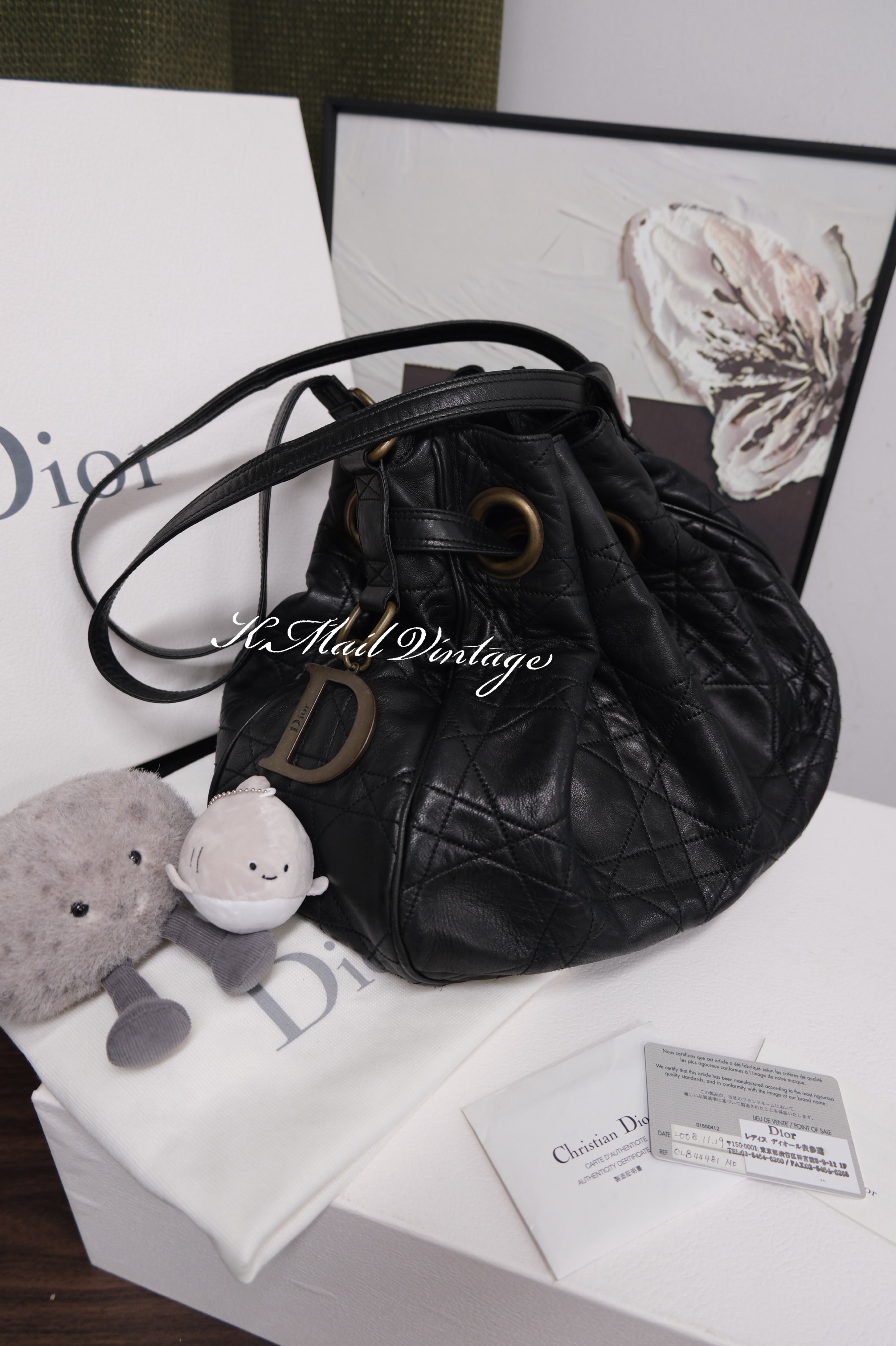 Dior Cannage Leather Shoulder Bag Black