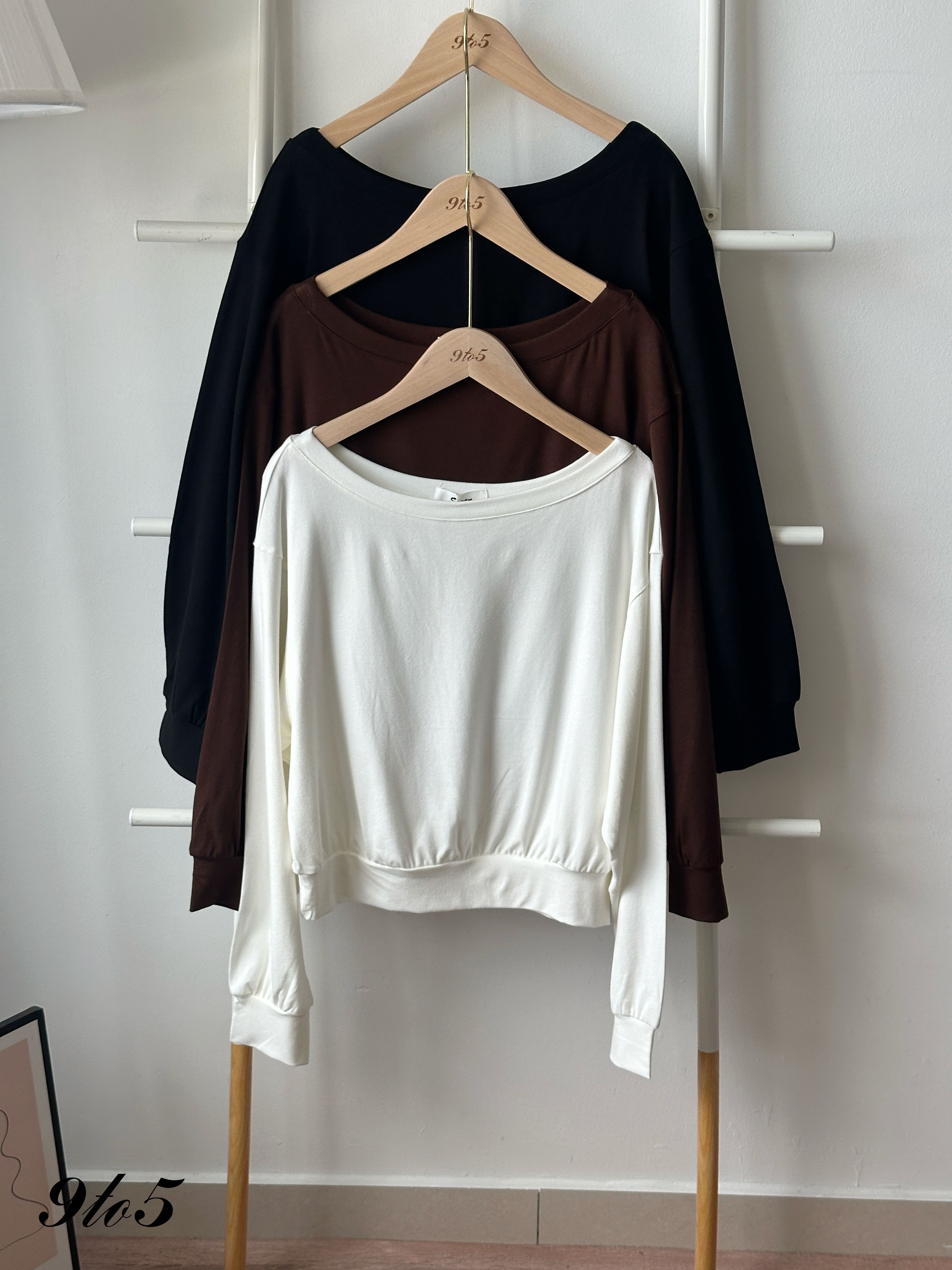 T4356 Long Sleeve Boat Neck Top - 3 Colors 