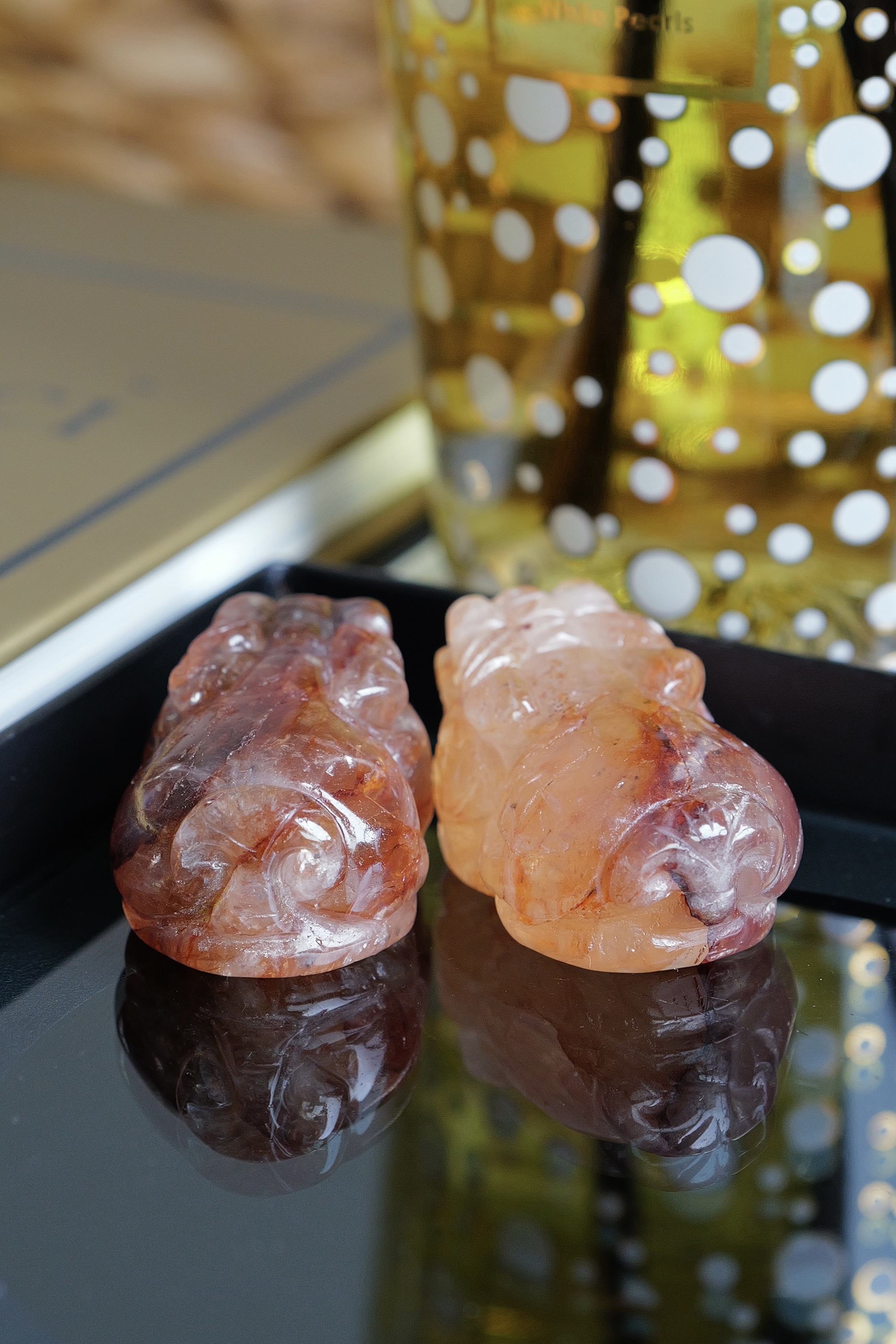 ༒4.2cm+紅膠花金錢貔貅擺件一對༒ PU.1026CJ2G10A-RA18*5FS