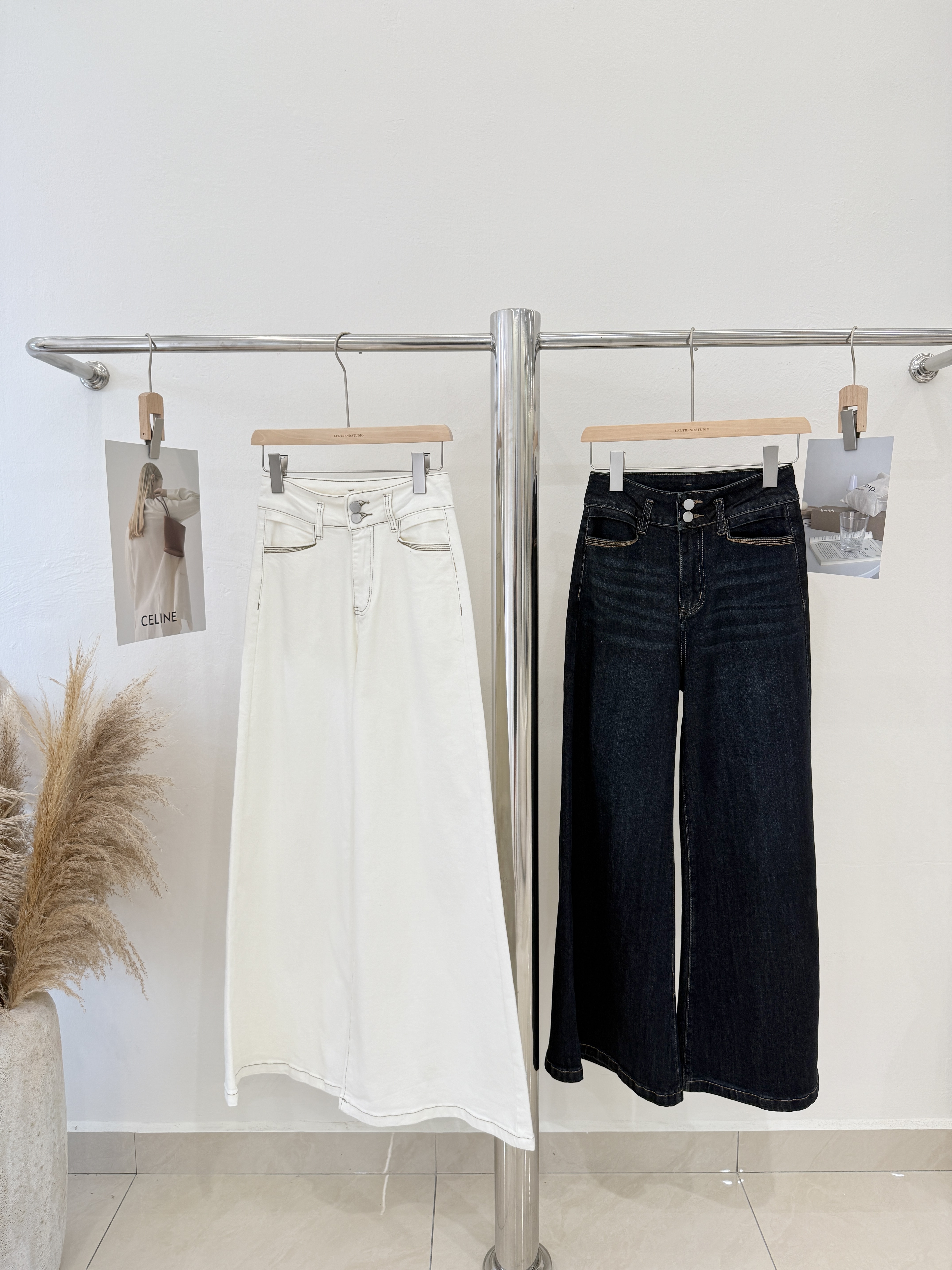 7066 爆款显瘦高腰微喇叭长裤