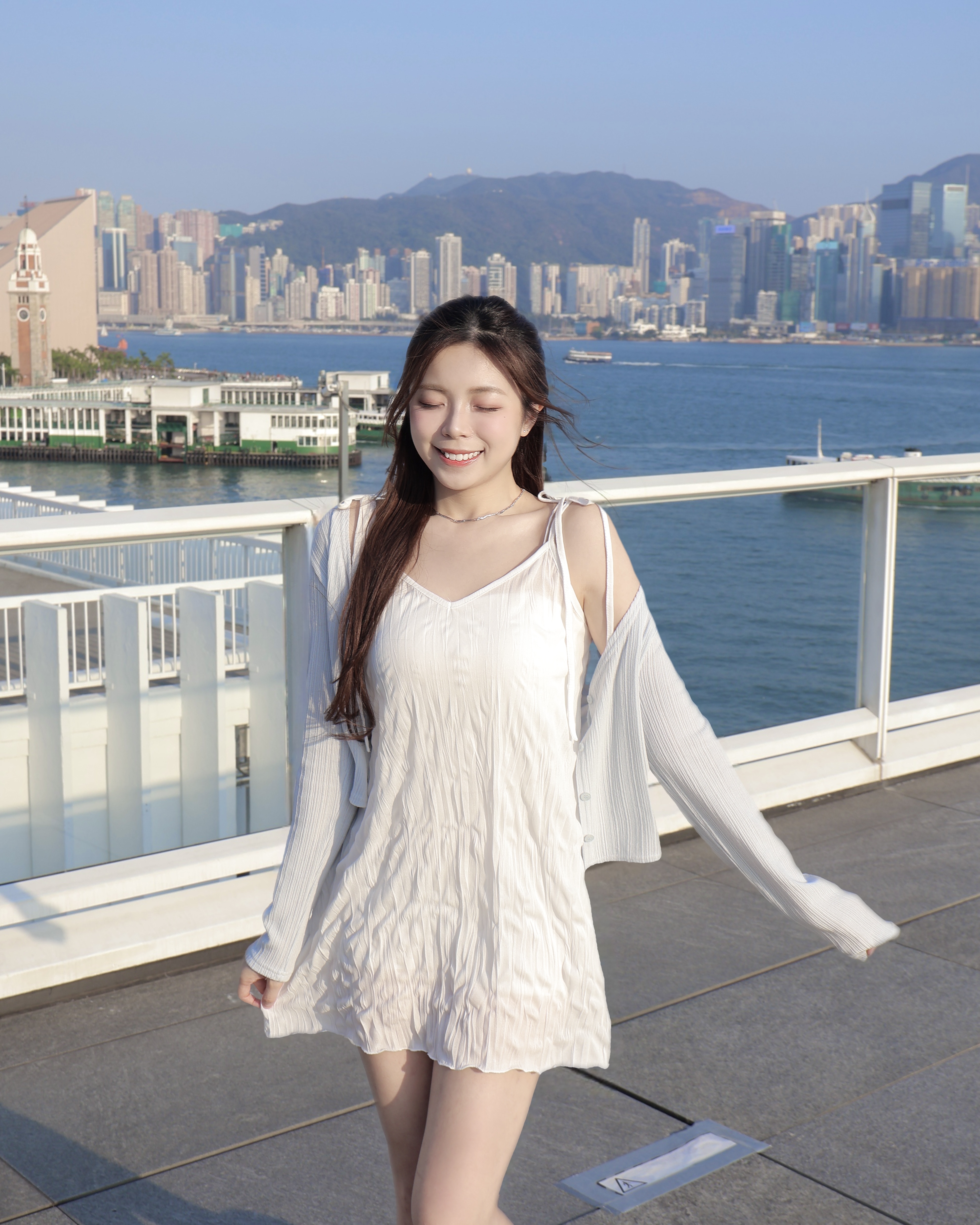 【 🤍⋆˚ʚɞ飄飄仙氣感十足🐬質感綁帶皺皺頸巾OPS！】Hoilday Crinkled Scarf Ops Set(兩色入)