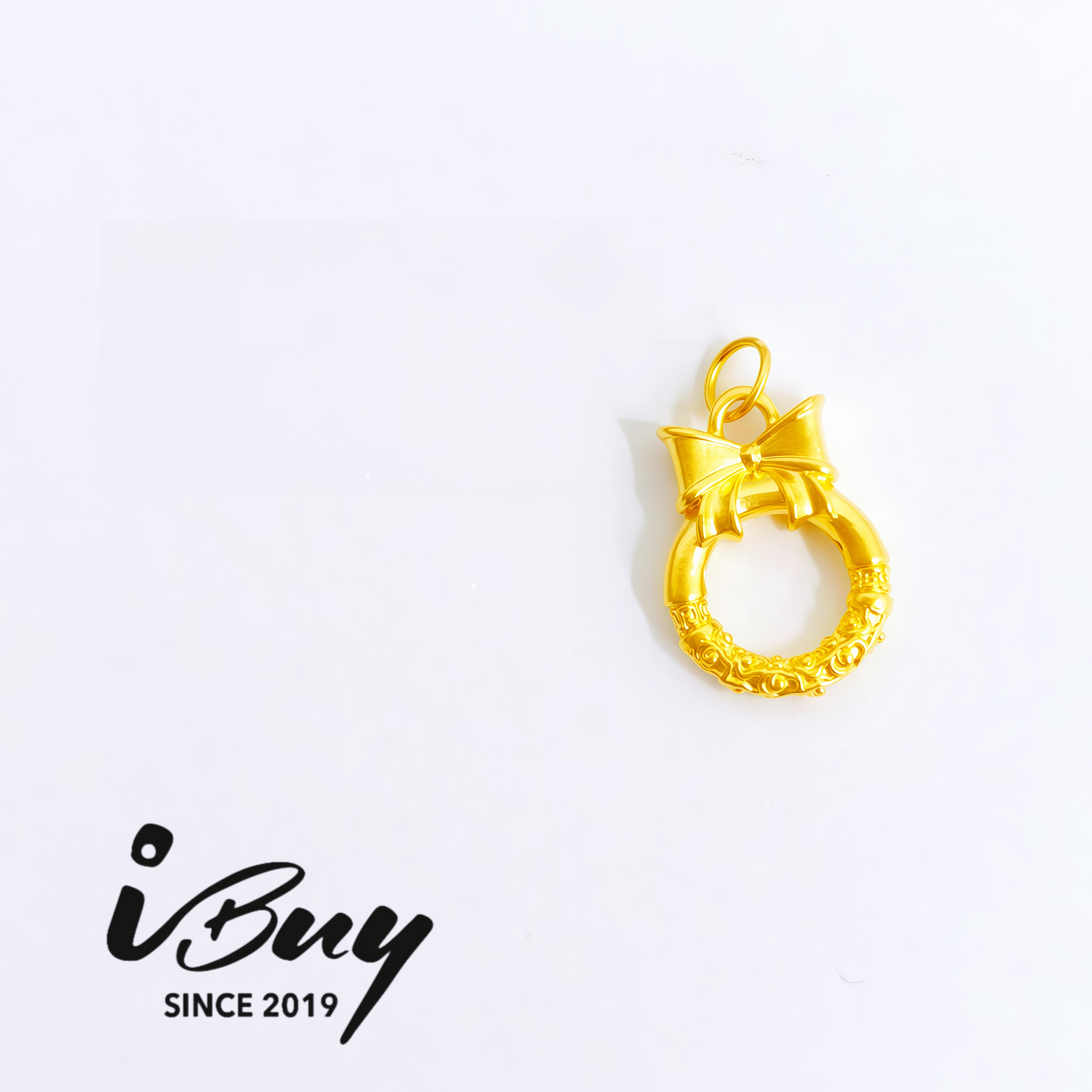 999 GOLD BOWKNOT PING AN KOU PENDANT 999 金 蝴蝶结平安扣吊坠