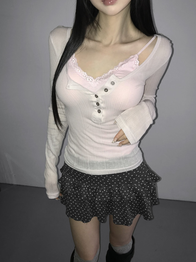 Slim Fit Lace Trim Bodysuit