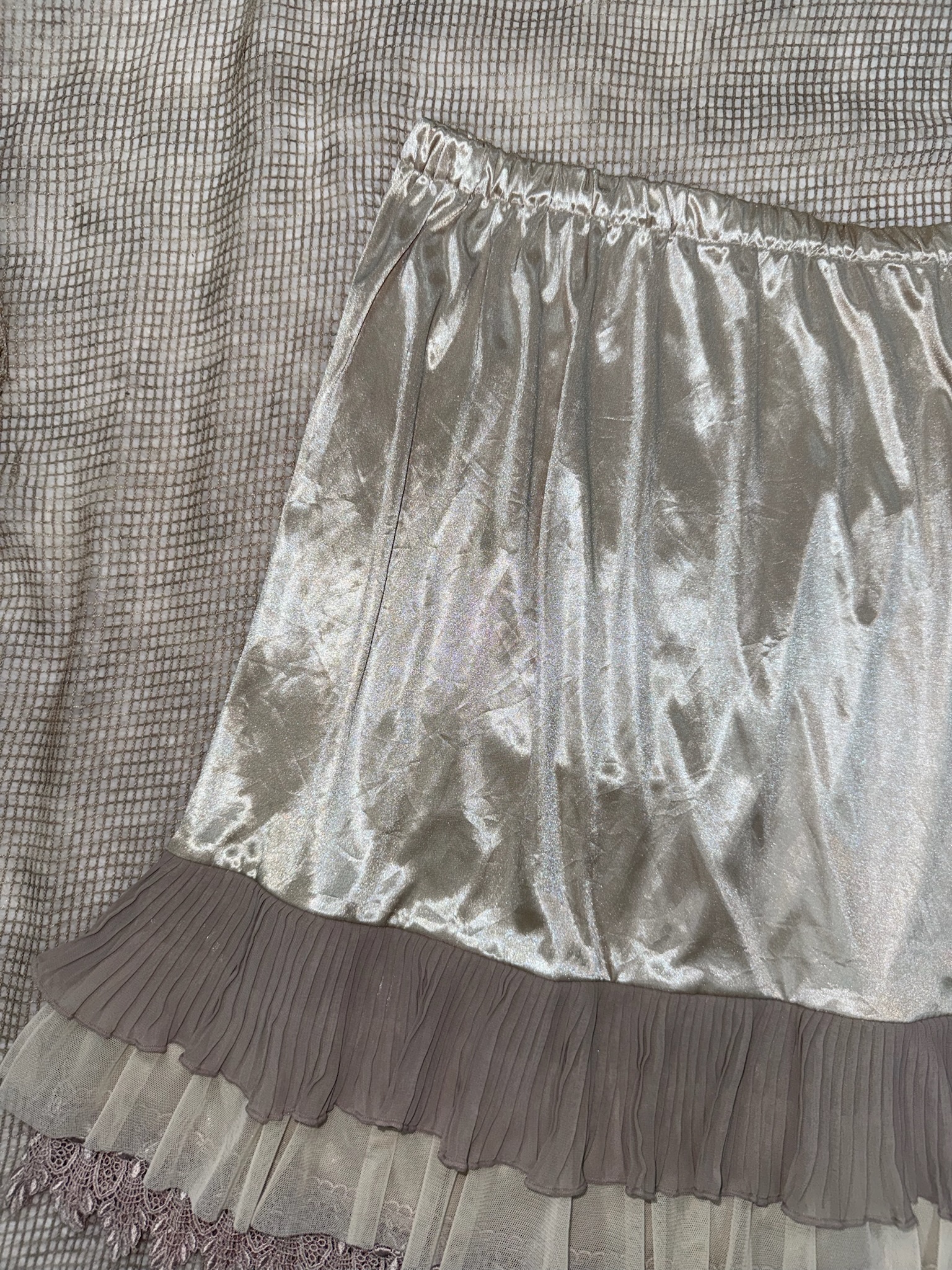 Champagne Gold Silk-Like Slip Skirt