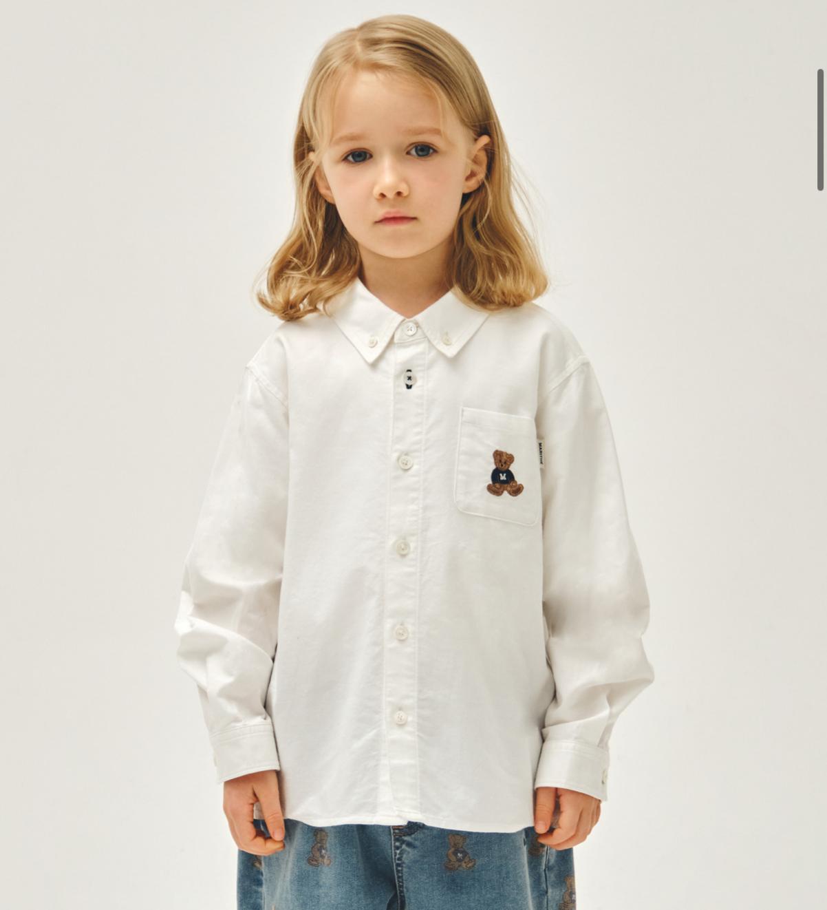 Ⓜ️ fg kids款 bear cotton shirt 折扣優惠 White /blue stripe Size 100-150