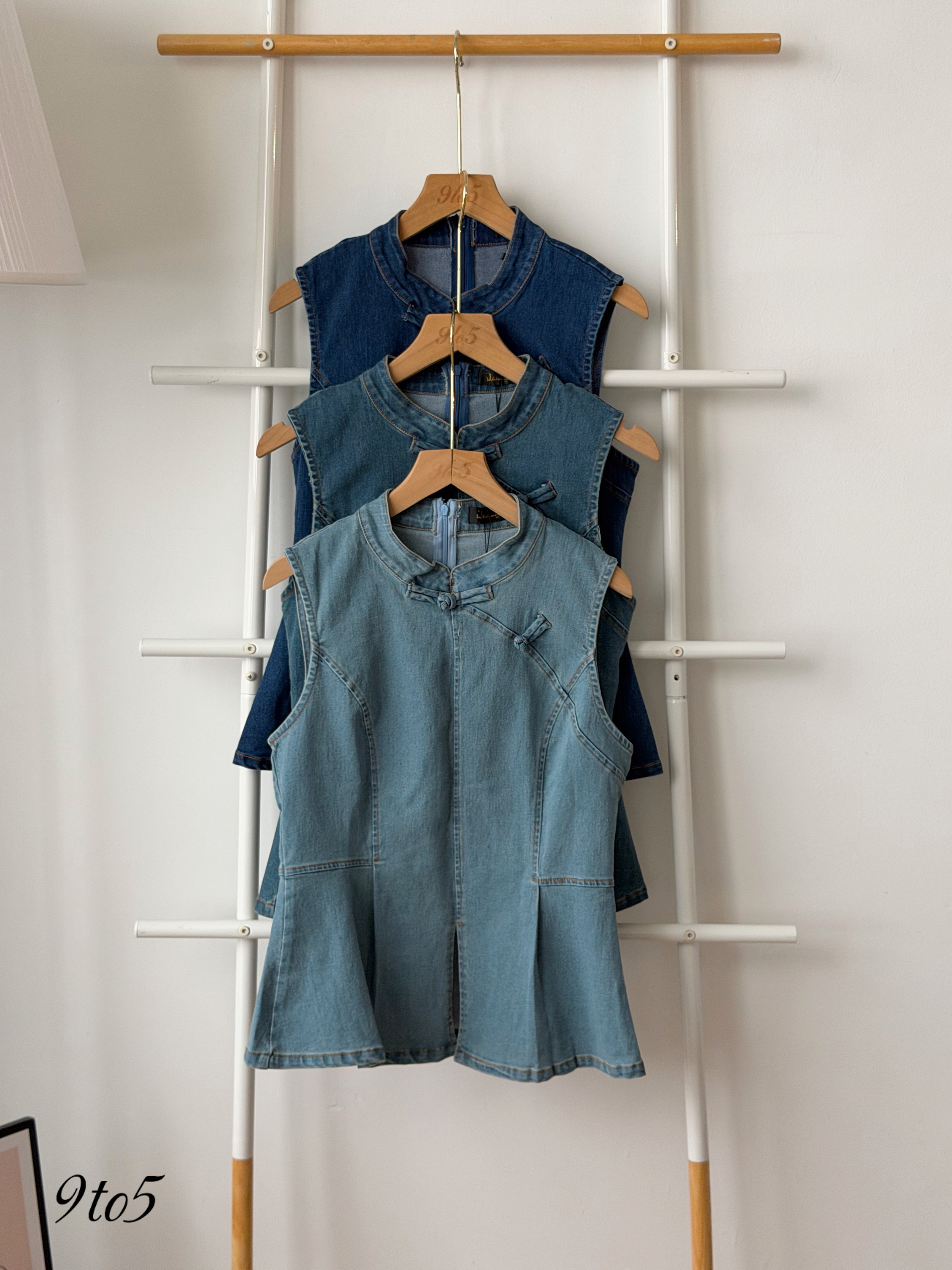 T4506 CNY sleeveless denim top - 3 shades