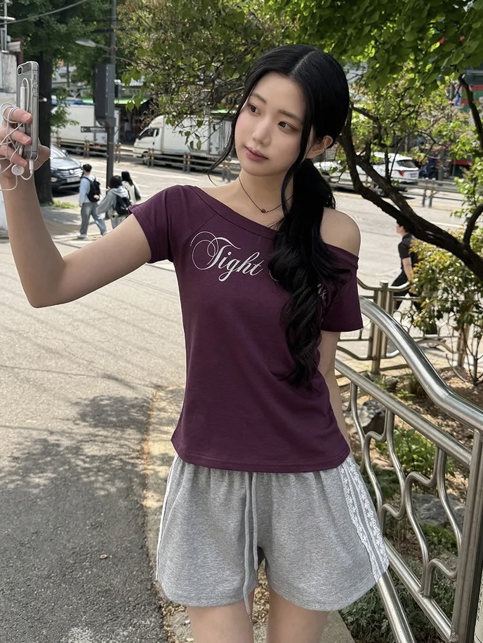 Script Wide Neck Graphic Tee