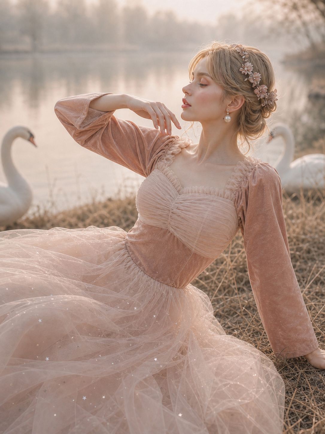 維多利亞絲絨天鵝湖芭蕾禮裙 Victorian Swan Lake Ballerina Gown