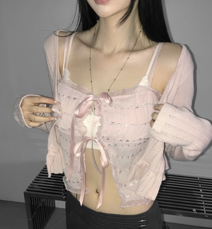 三色薄紗層次上衣