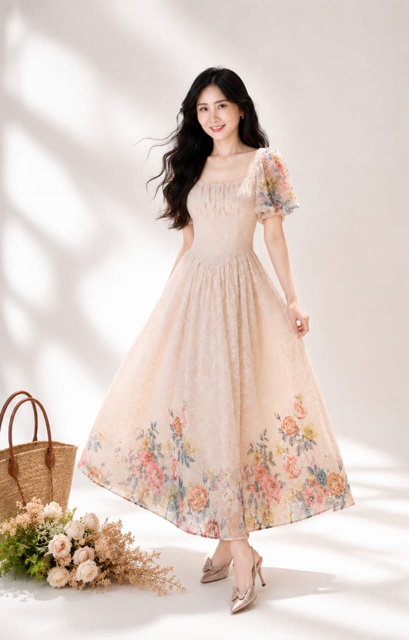 5135 Claudia Square Neck / Off-Shoulder Soft Maxi Dress