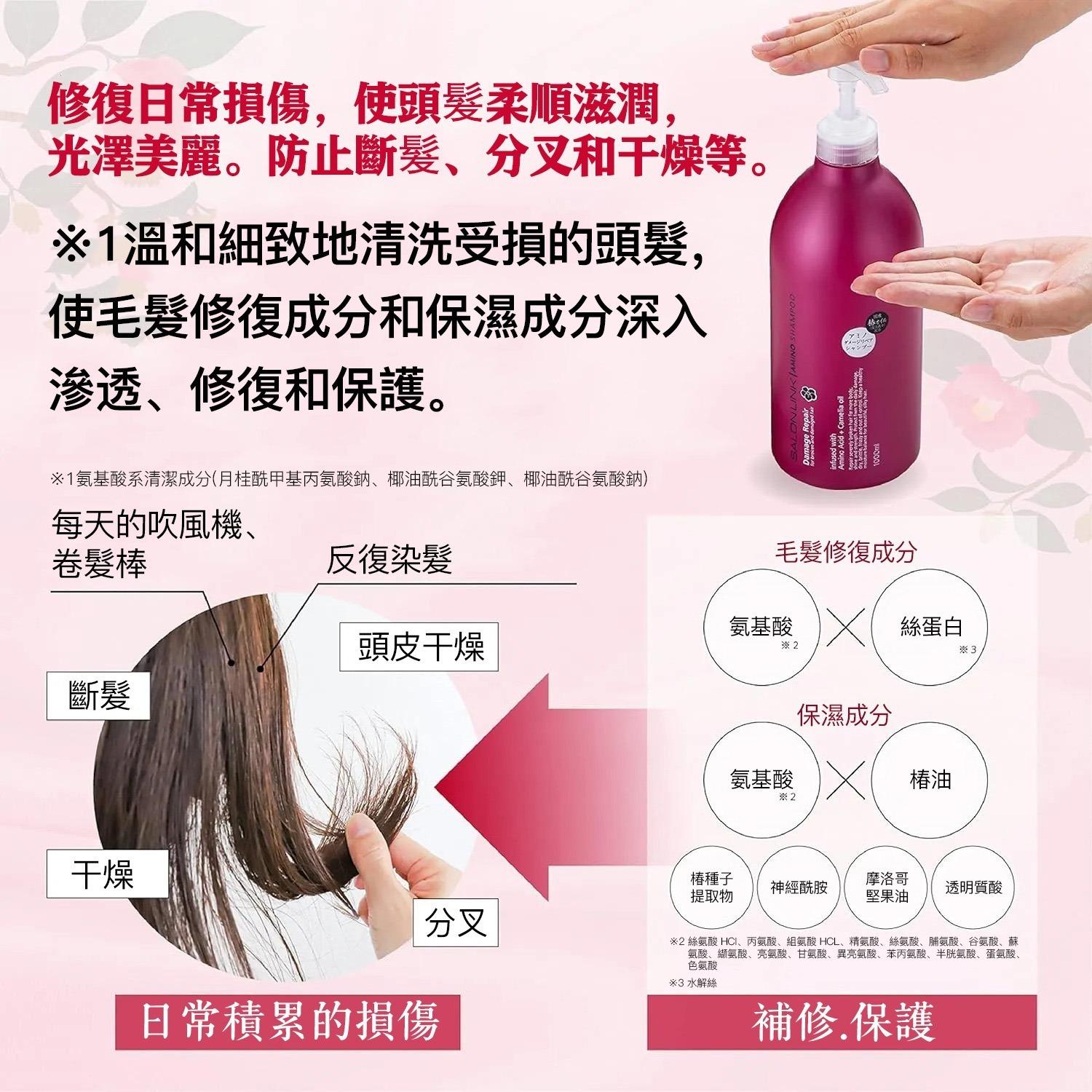 熊野油脂 SALON LINK 沙龍氨基酸修護 洗髮水 1000ML 