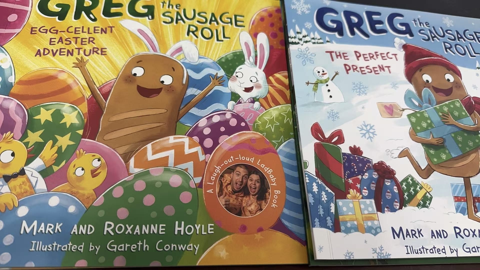 Greg GREG SAUSAGE EGG-CELLENT ROLL EASTER ADVENTURE ou aloud ‹ GREG "AUSAGE ROLL THE PERFECT PRESENT GREG SAUSAGE THE WORLD'S ROLL FUNNIEST UNICORN Noa tselling Series GREG SAUSAGE SANTA'S ROLL LITTLE HELPER h-out-loues GREG SAUSAGE ROLL WISH YOU WERE HERE Thank you Girag and Girial Tanutk maly DOES asle ou true woll Lou fron Easter Burn nap