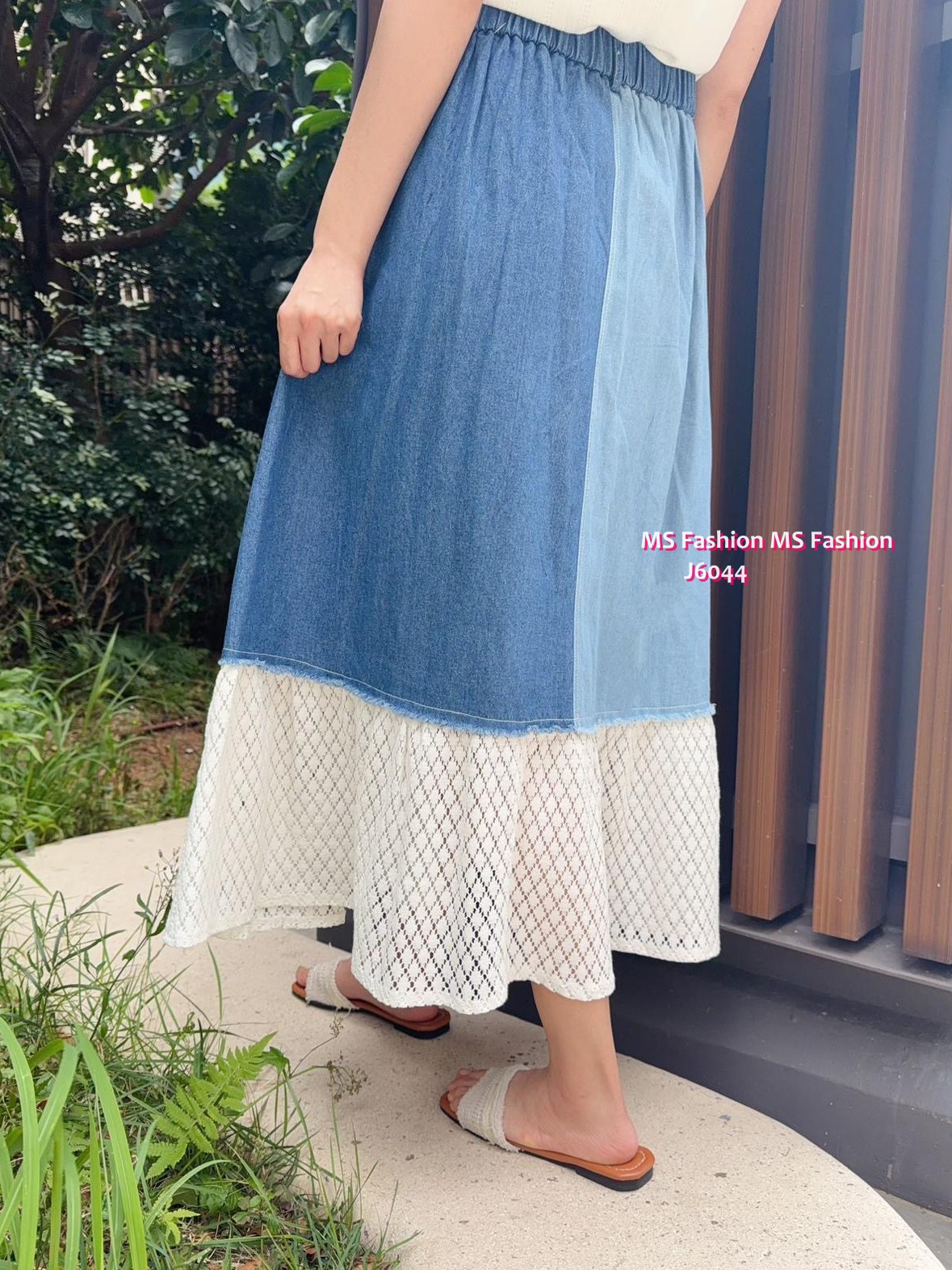J6044 韓國🇰🇷薄牛仔拼布半裙