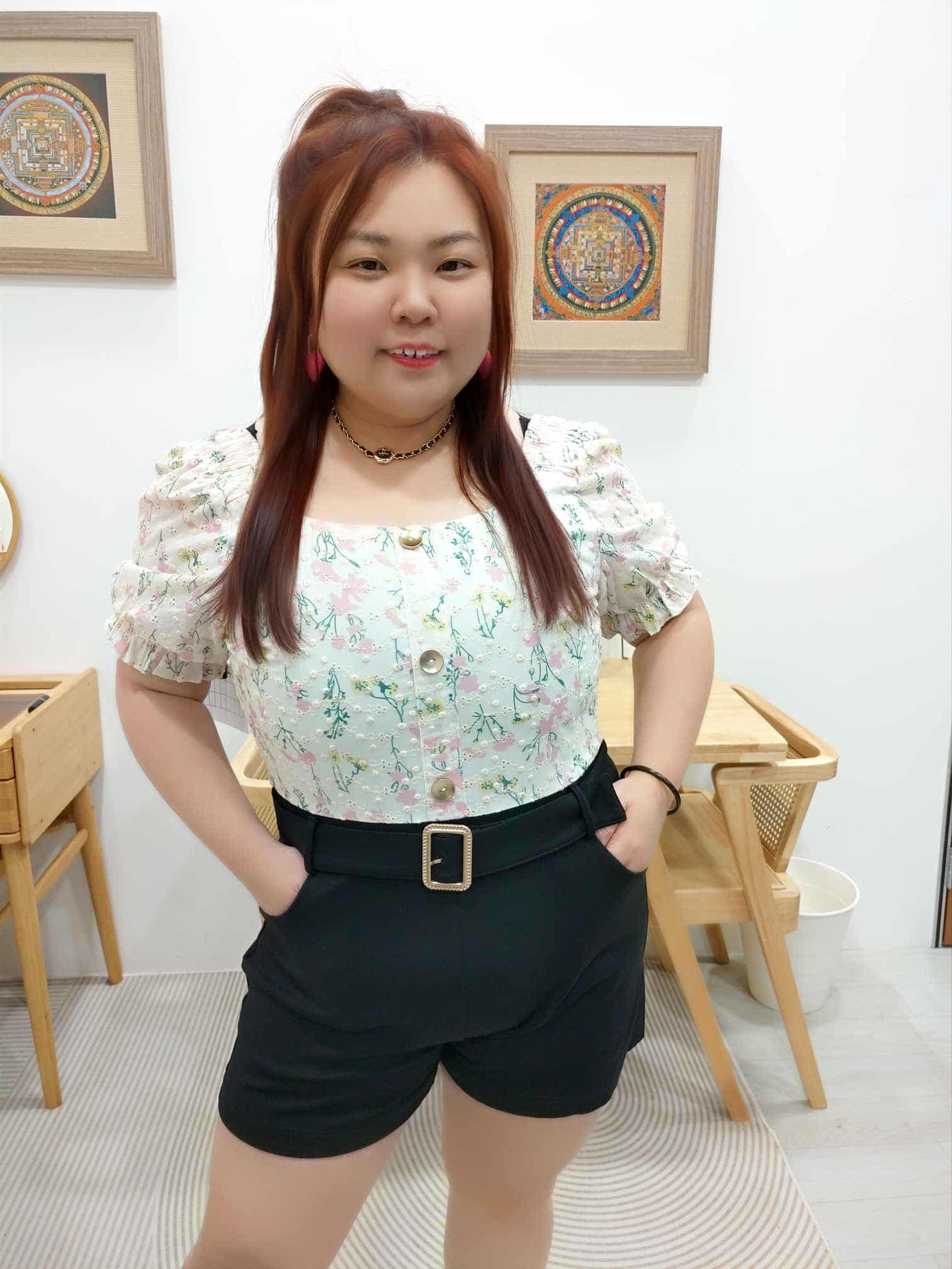 OTB07 LC8274 拼筒花设计方领连体裤