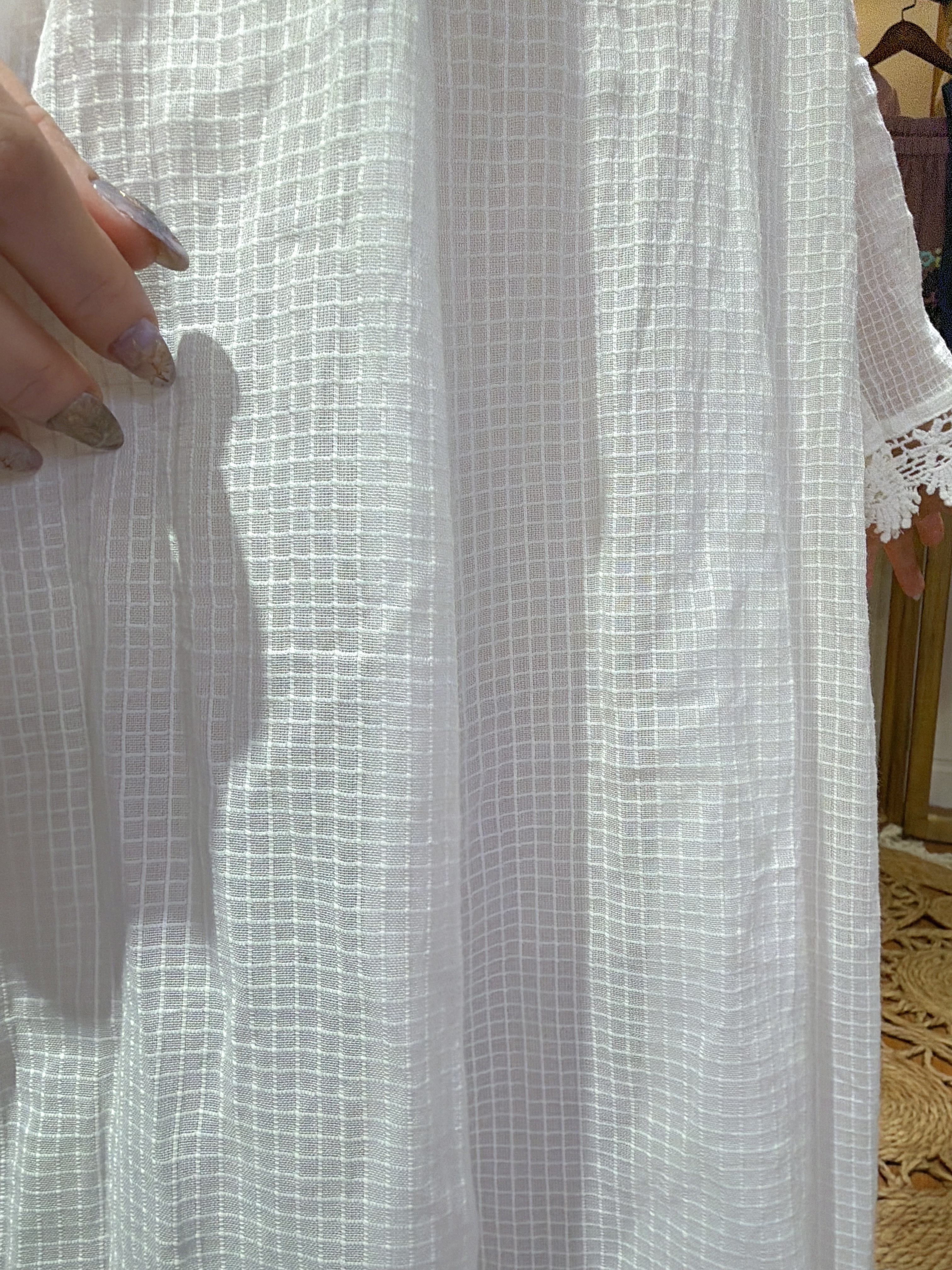 2130 Sqaured White Cotton Long Sleeve OP Set of 2