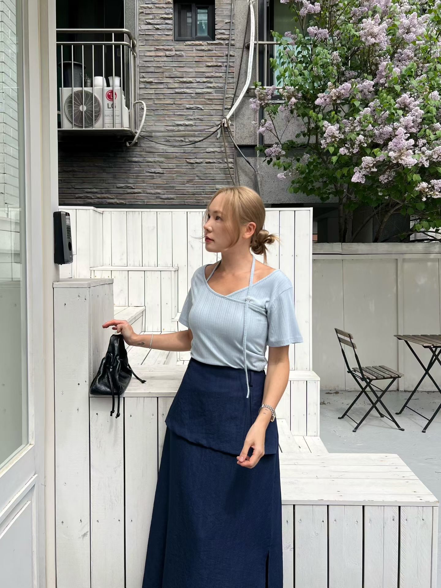 B20 掛頸側皺摺Top 