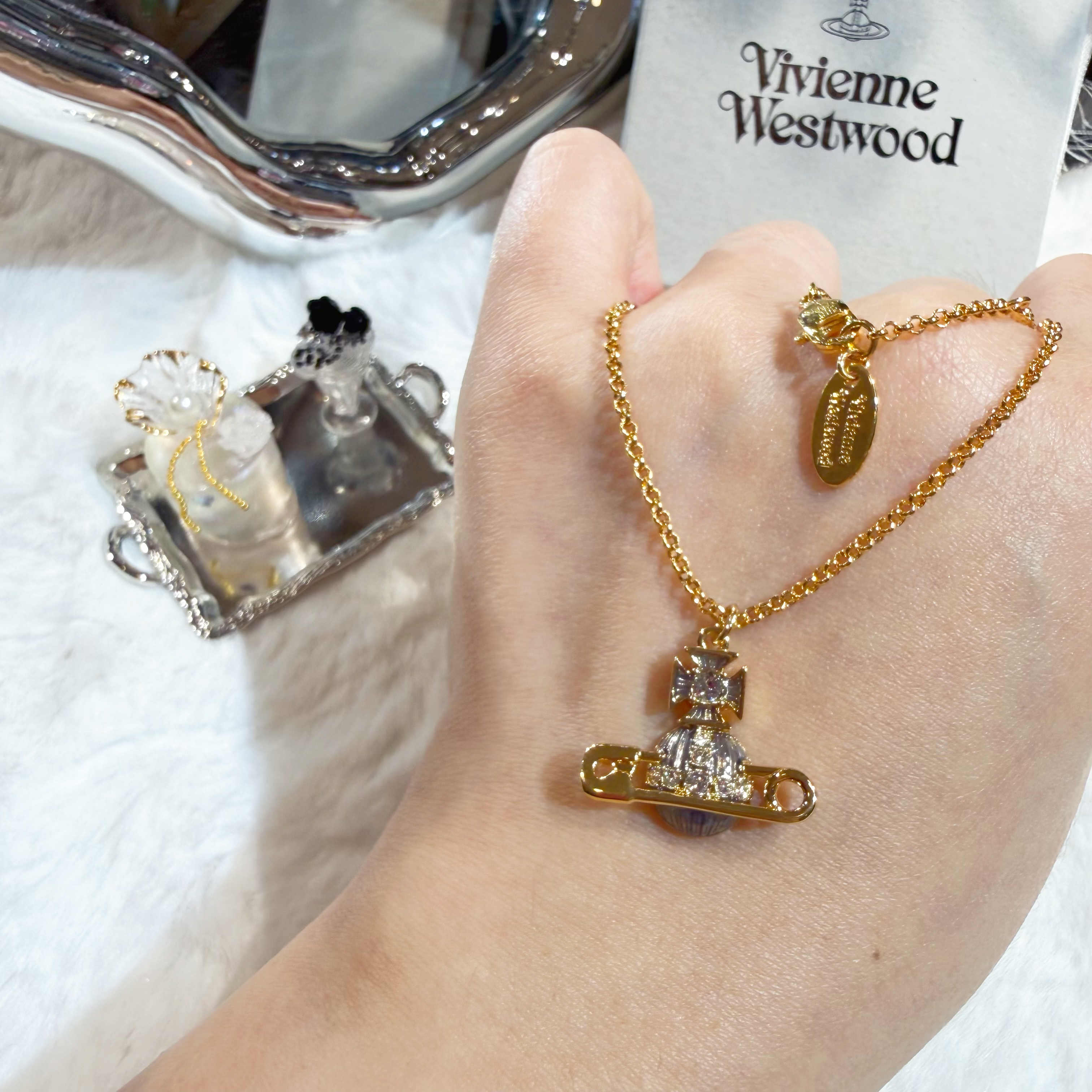 VW Kitty necklace dark grey/g