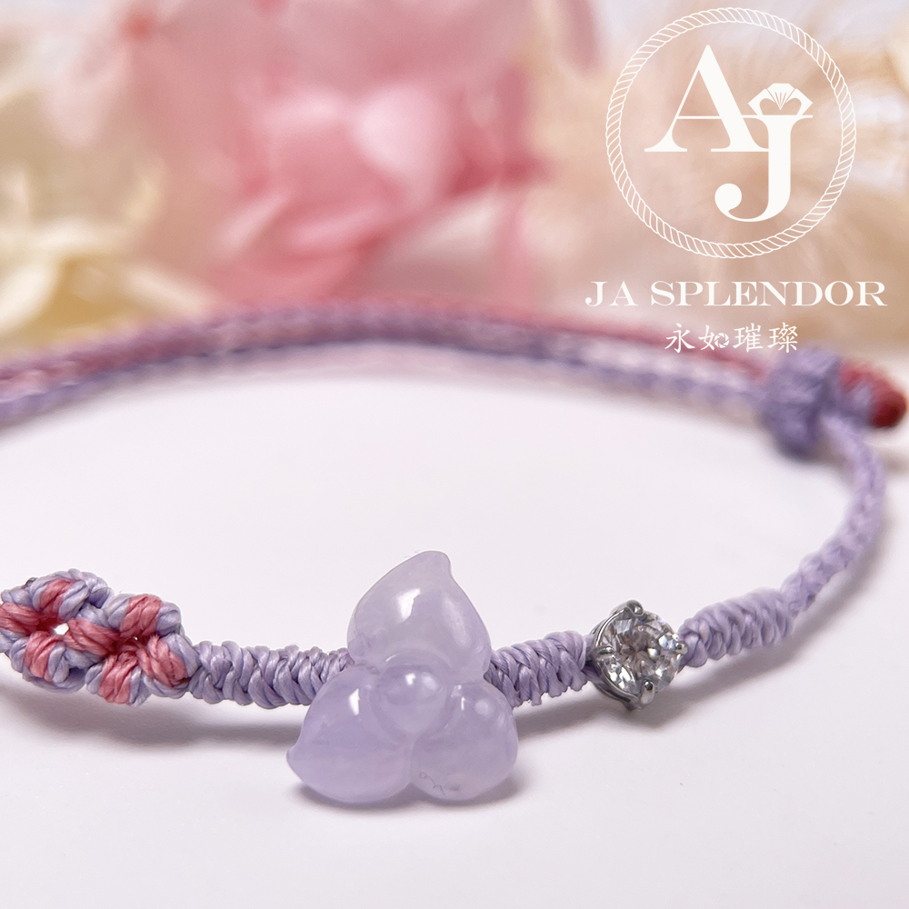 JN-3434 天然翡翠A玉-冰種紫玉立體小花手繩