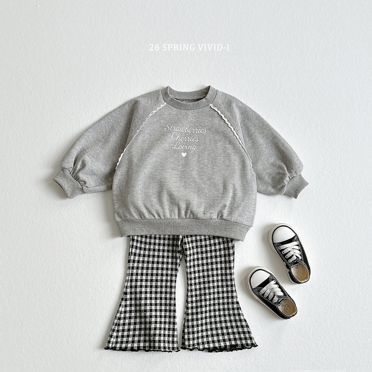 🌸預訂 韓國直送🌸🇰🇷VIVIDI三色英文印花蕾絲泡泡袖上下套裝