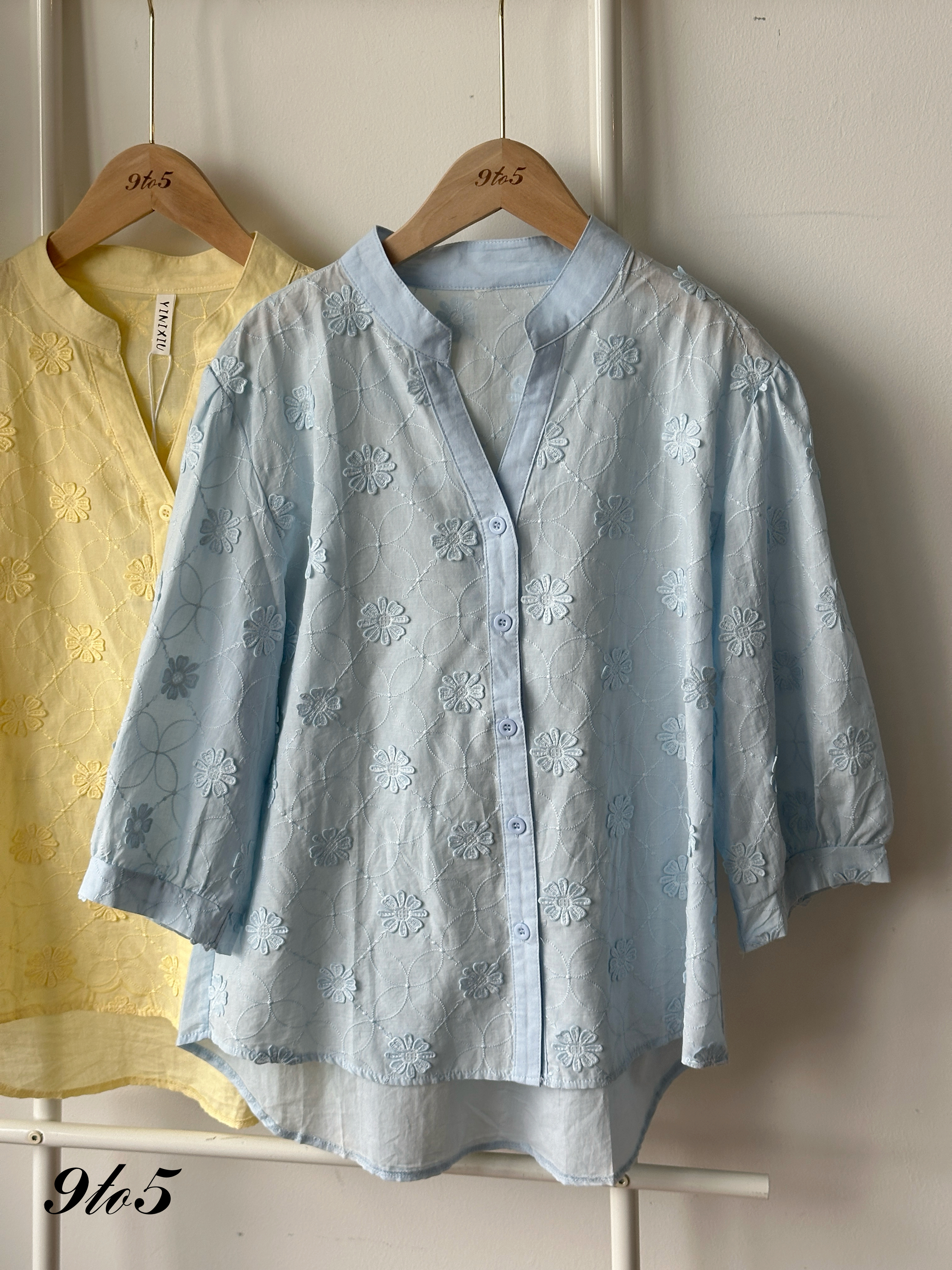 T4273 Half Sleeve Floral Shirt - Blue & Yellow