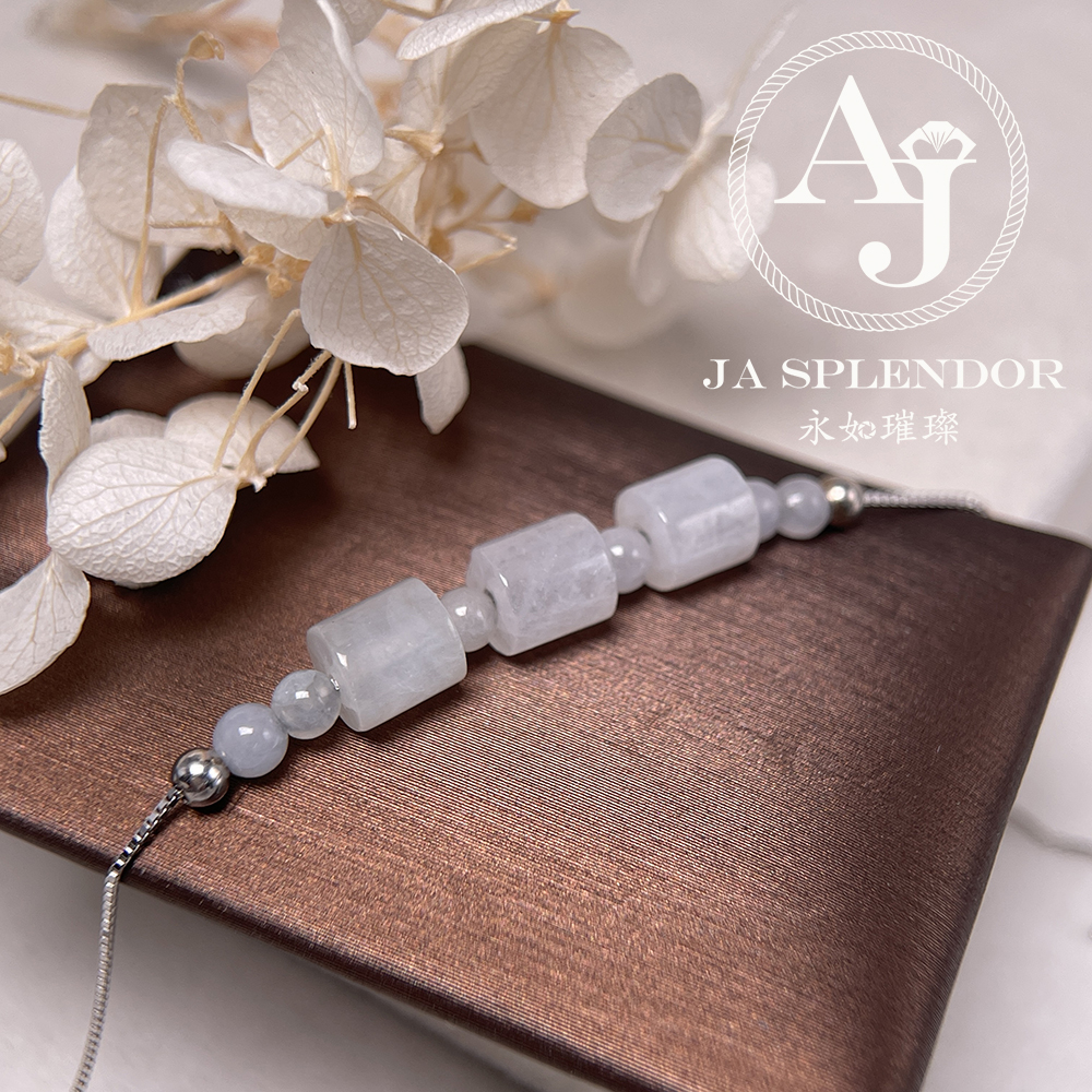 D-2 天然翡翠A玉 冰種路路通幸運純銀手鏈