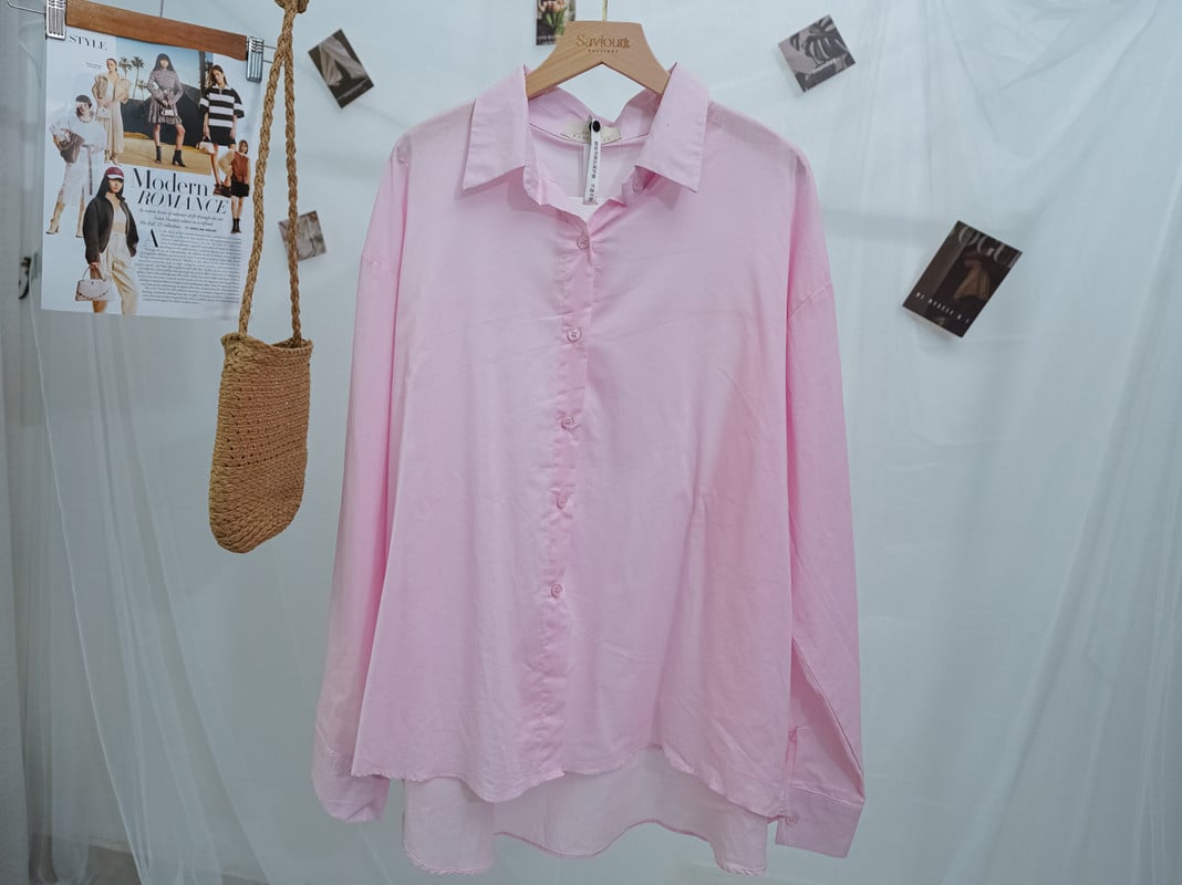 Cotton-Linen Blend  Shirt ‖ 棉麻质感简约粉色衬衫上衣 KR014339