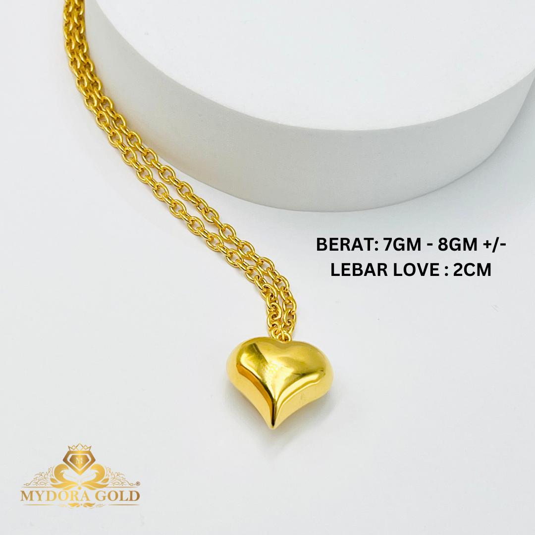 MYDORA Rantai Leher Sauh Gantung Love Gemuk | Fesyen Necklaces EMAS 916/22K