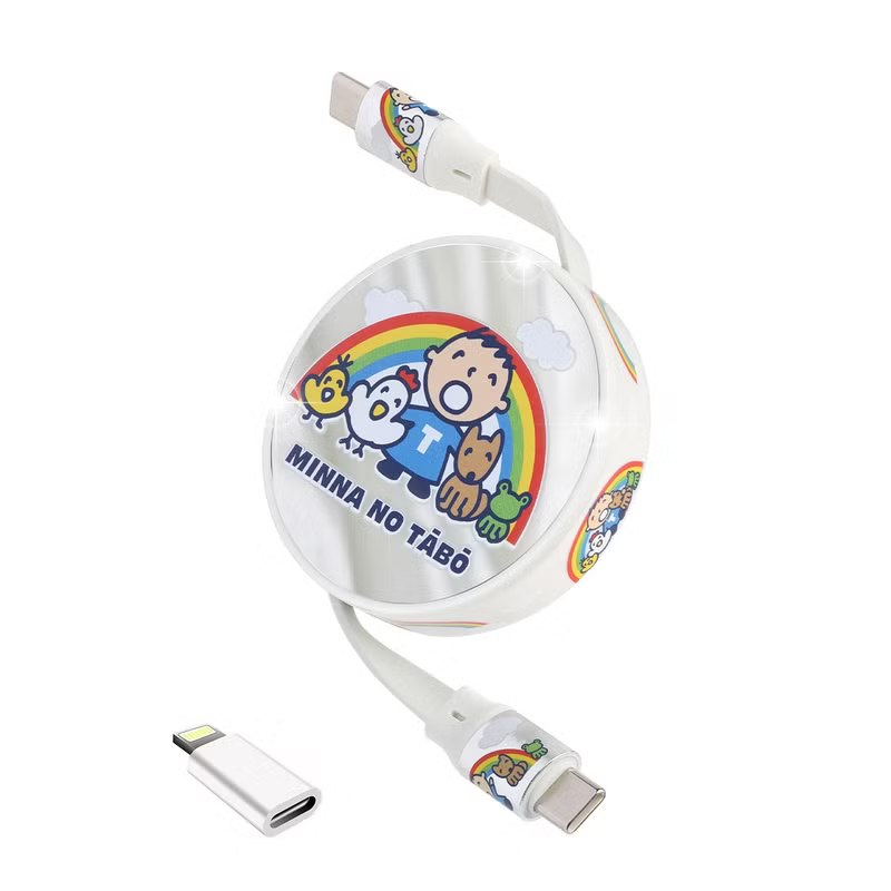 ❣️Sanrio 卡通 自動伸縮USB-C數據充電電線配備Lightning轉換插頭