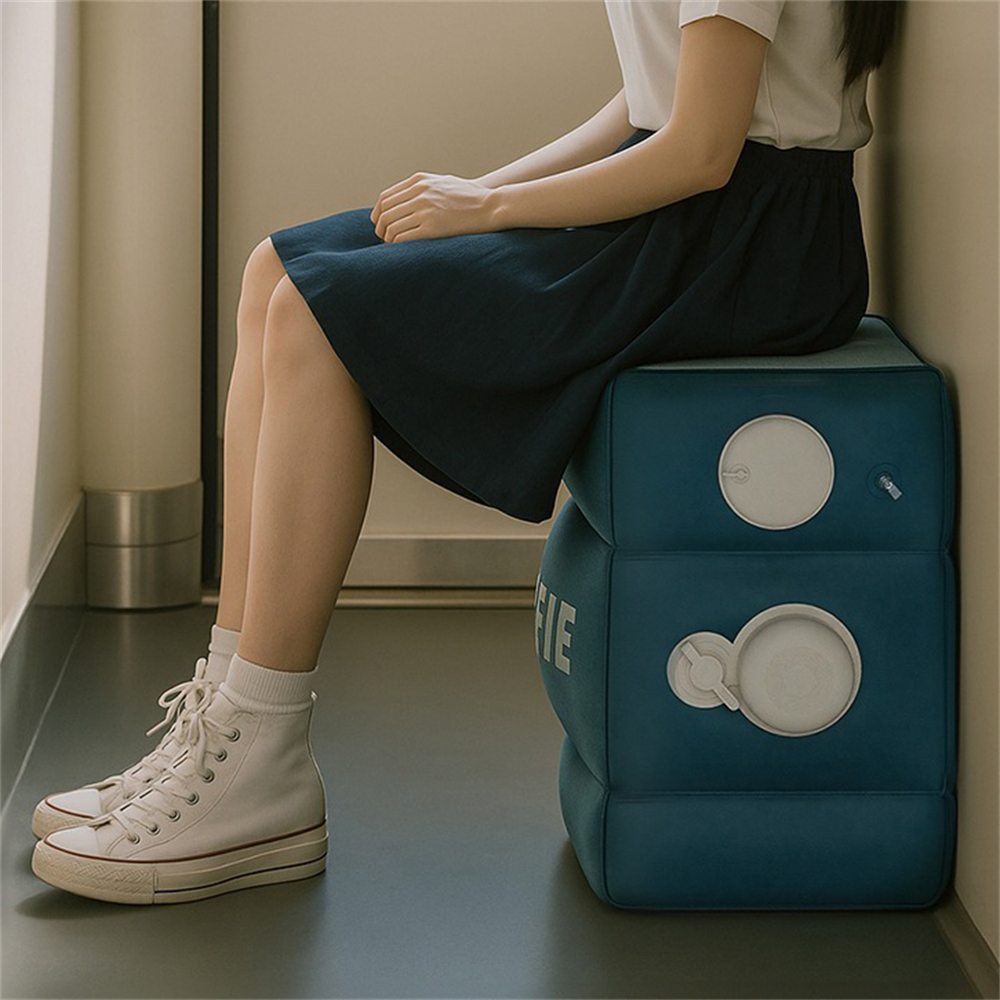 充氣腳墊 腳凳 長途飛機放腳墊 火車 高鐵 汽車足墊 充氣腳墊足踏 白色 [平行進口] HK2769