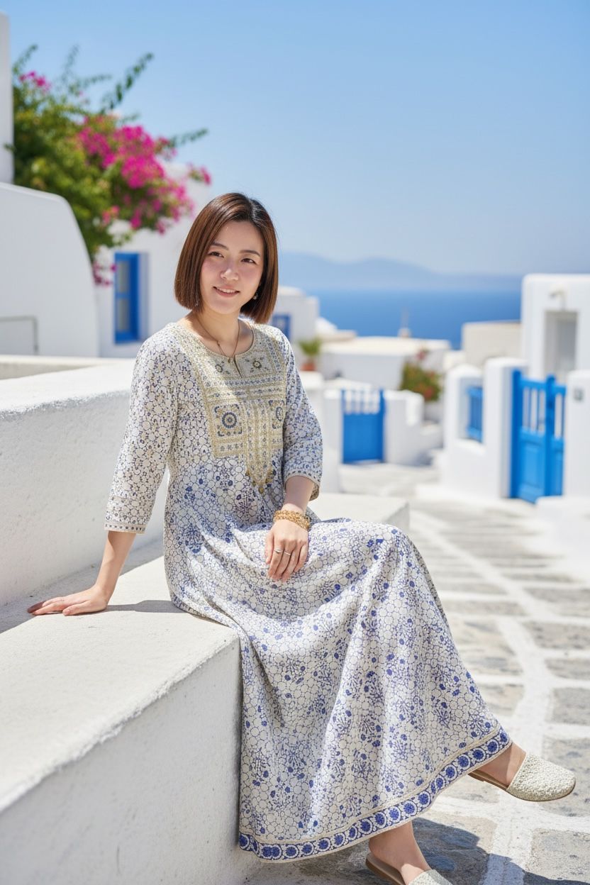 White Blue Heart-Neck 2-side OP 50" #1491