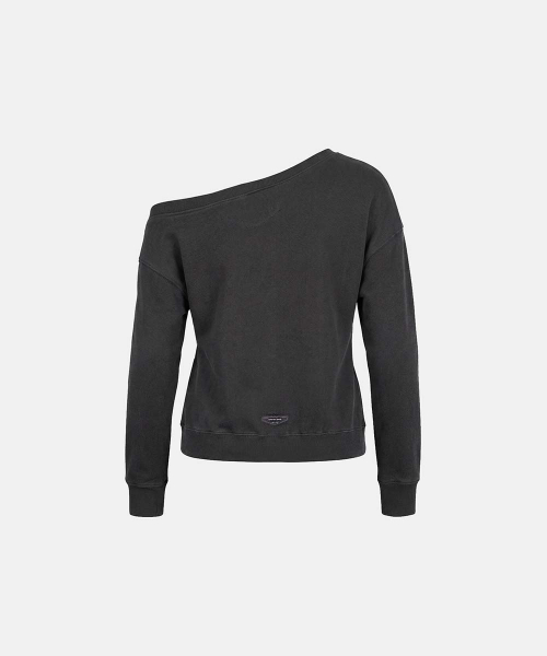 BS Soft Terry Off-the-Shoulder Sweatshirt - Charcoal