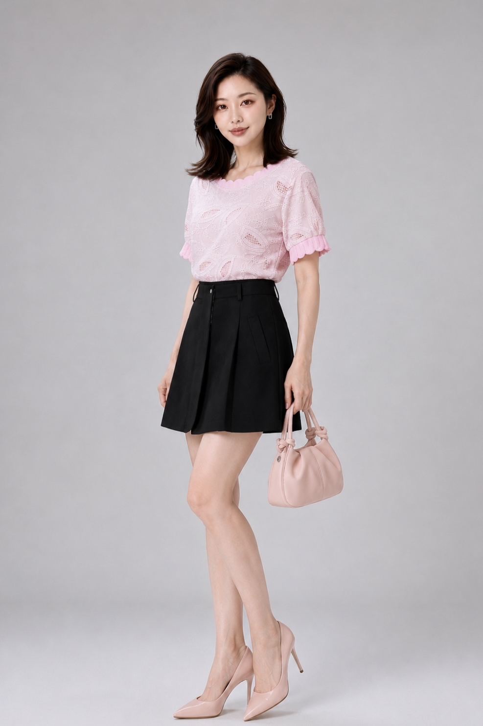 80065 Elara Floral Lace Knit Sleeve Top