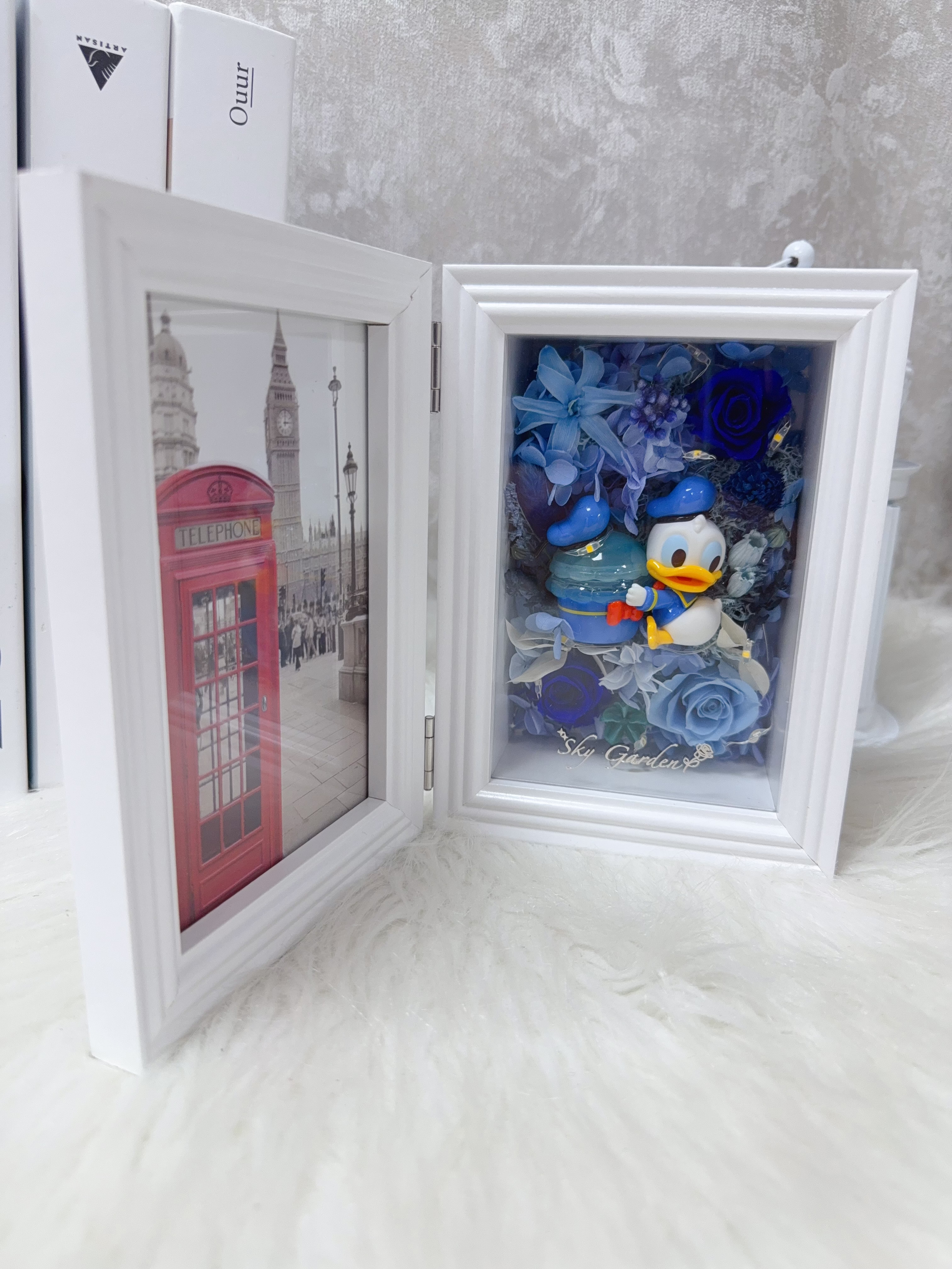 唐老鴨永生花4R藍玫瑰相架