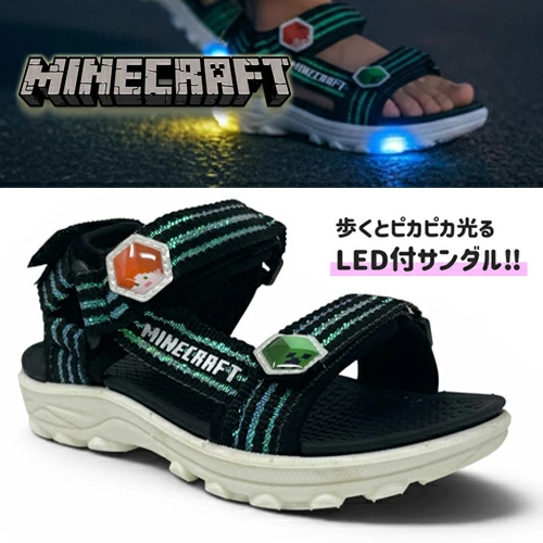 🆕【⭐訂購⭐】🇯🇵日本直送 🌀 #Minecraft LED 閃燈雙帶涼鞋 🌀 [PLFA-0050] [260705]