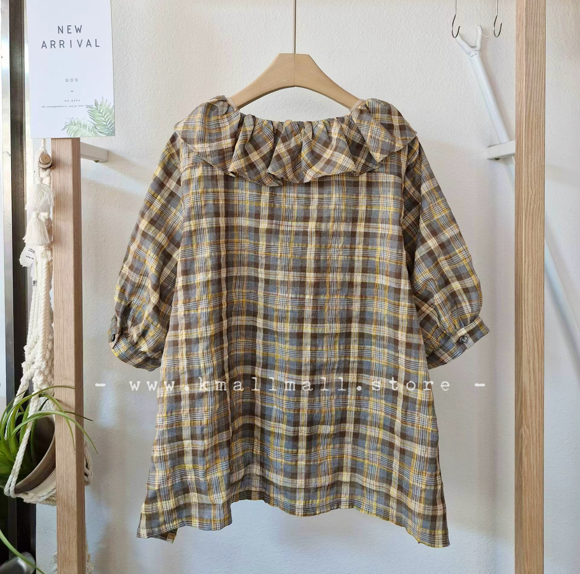 🌼初春優惠🍀 撞色格仔Ruffle Top