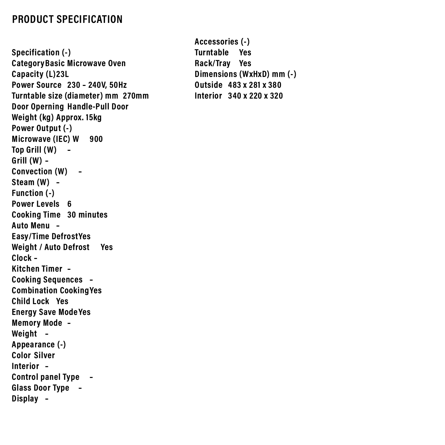 Sharp 23L Grill Microwave Oven (R639ES)
