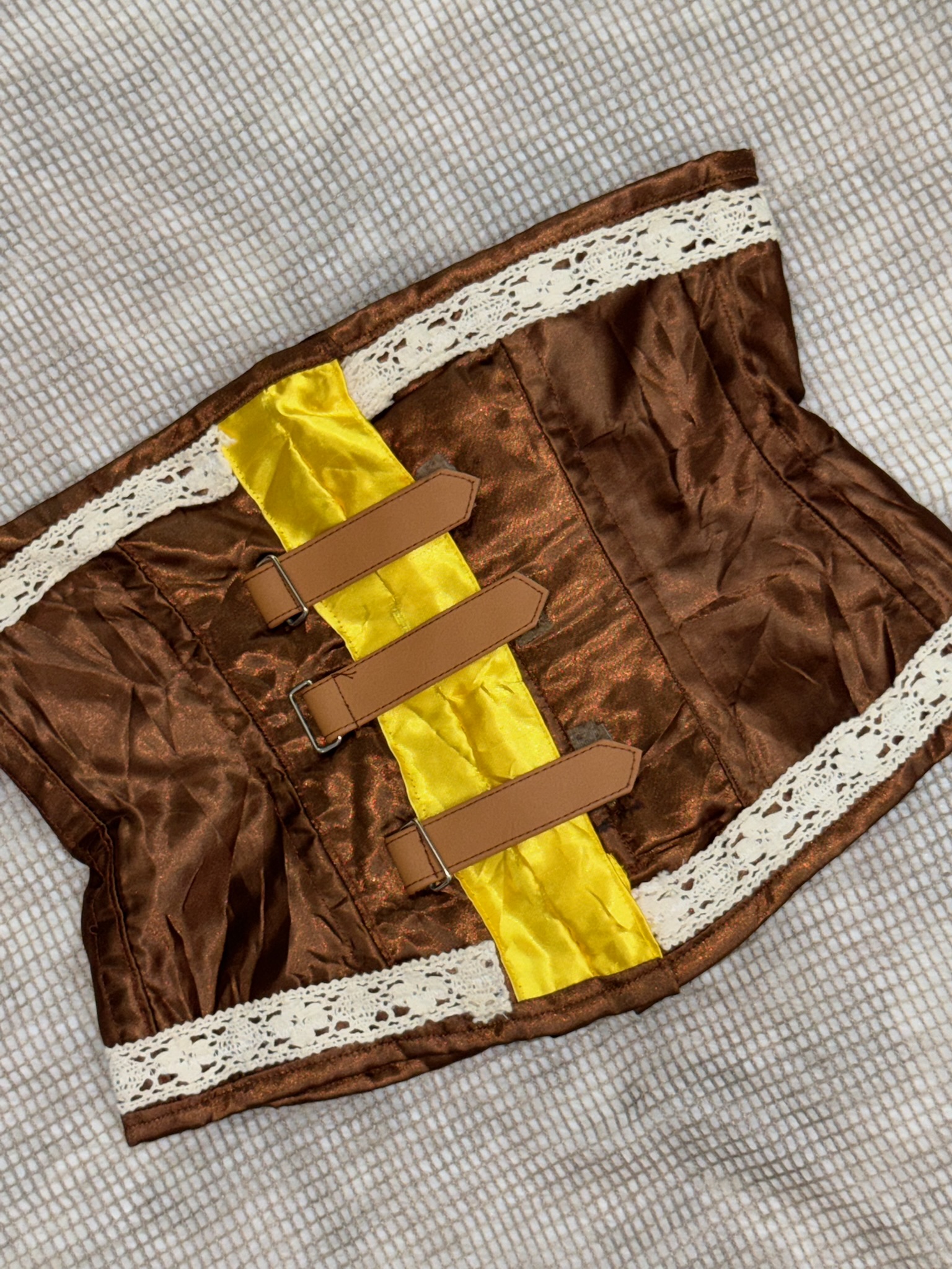  Vintage Satin Lace-Up Corset Top